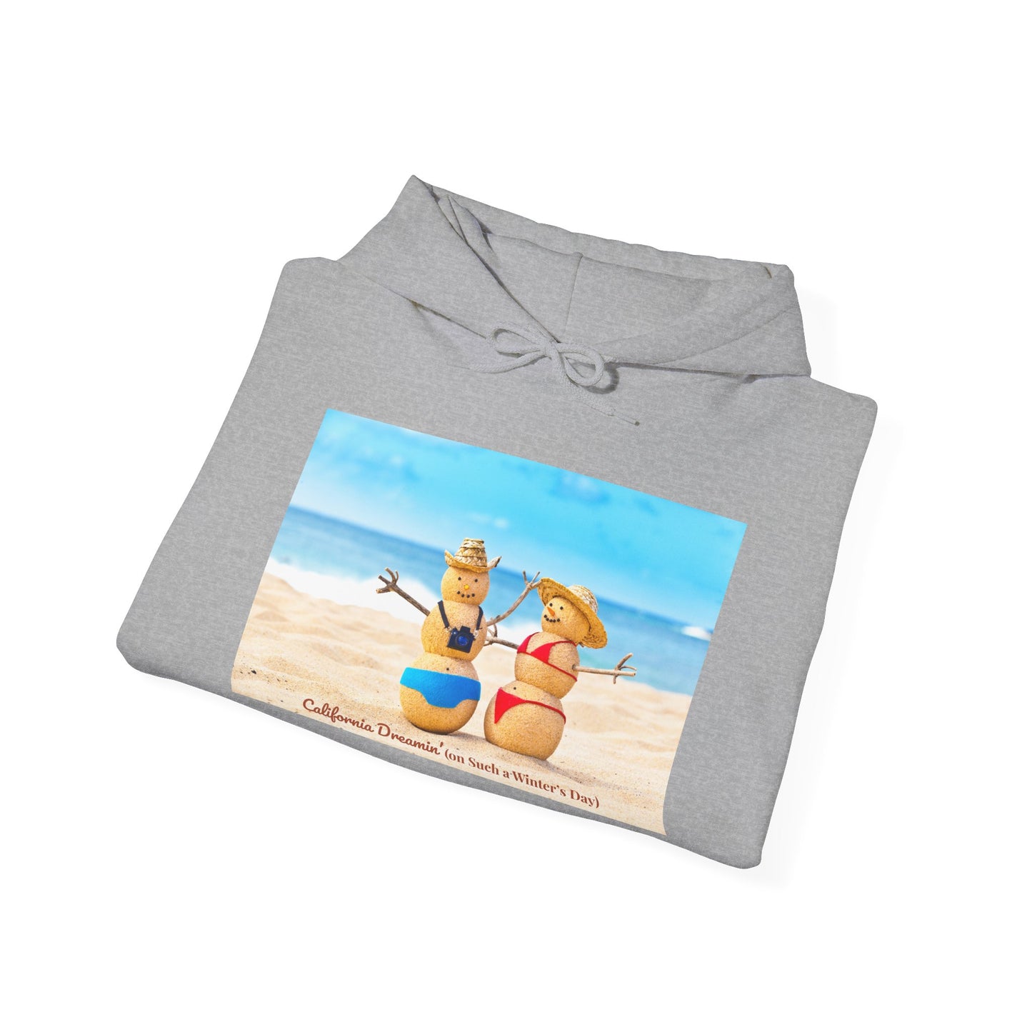 Funny Christmas Beach Hoodie | Mr. & Mrs. Sand Snowman | California Holiday Sweatshirt | Warm Coastal Gift | Unisex Winter Hoodie