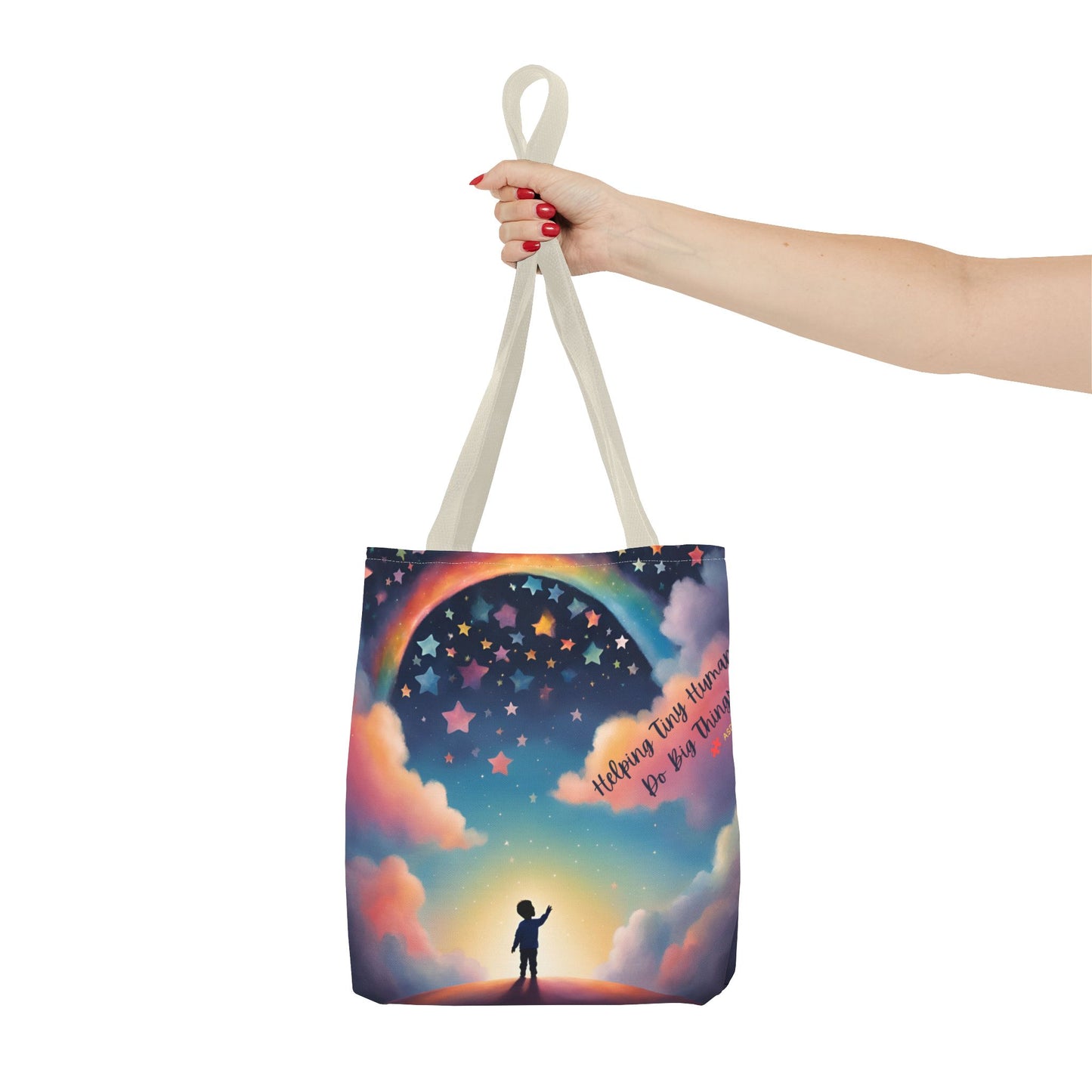 Helping Tiny Humans Do Big Things Tote - Inspiring Kids to Reach for the Stars