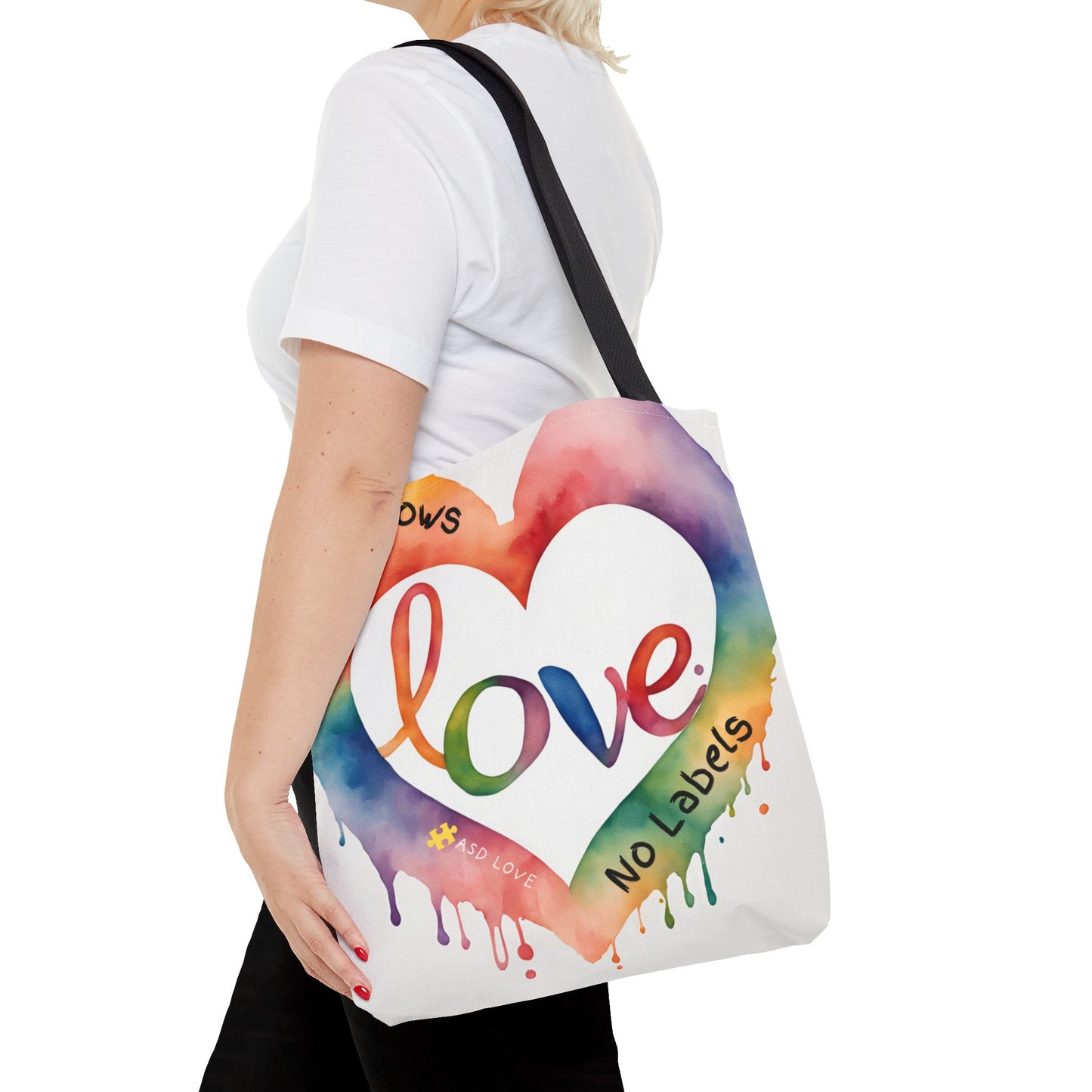 Love Knows No Labels Watercolor Drip Tote Bag - Embrace Acceptance & Harmony