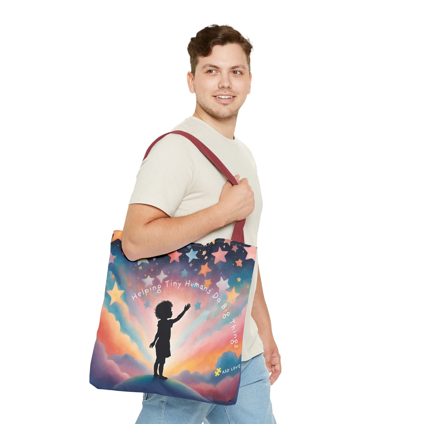 Helping Tiny Humans Do Big Things Tote - Inspiring Kids to Reach for the Stars