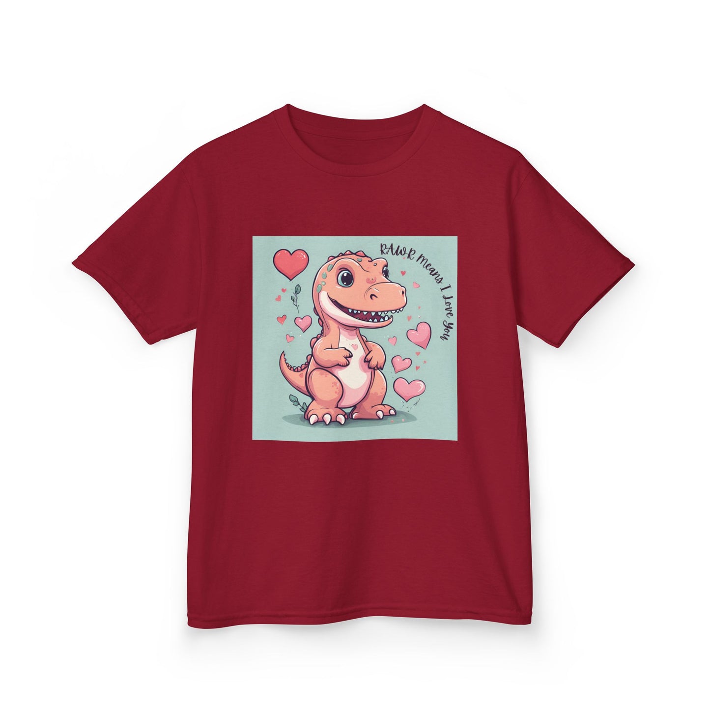 RAWR Means I LOVE YOU - Tan Dino Valentine's Kids Tee