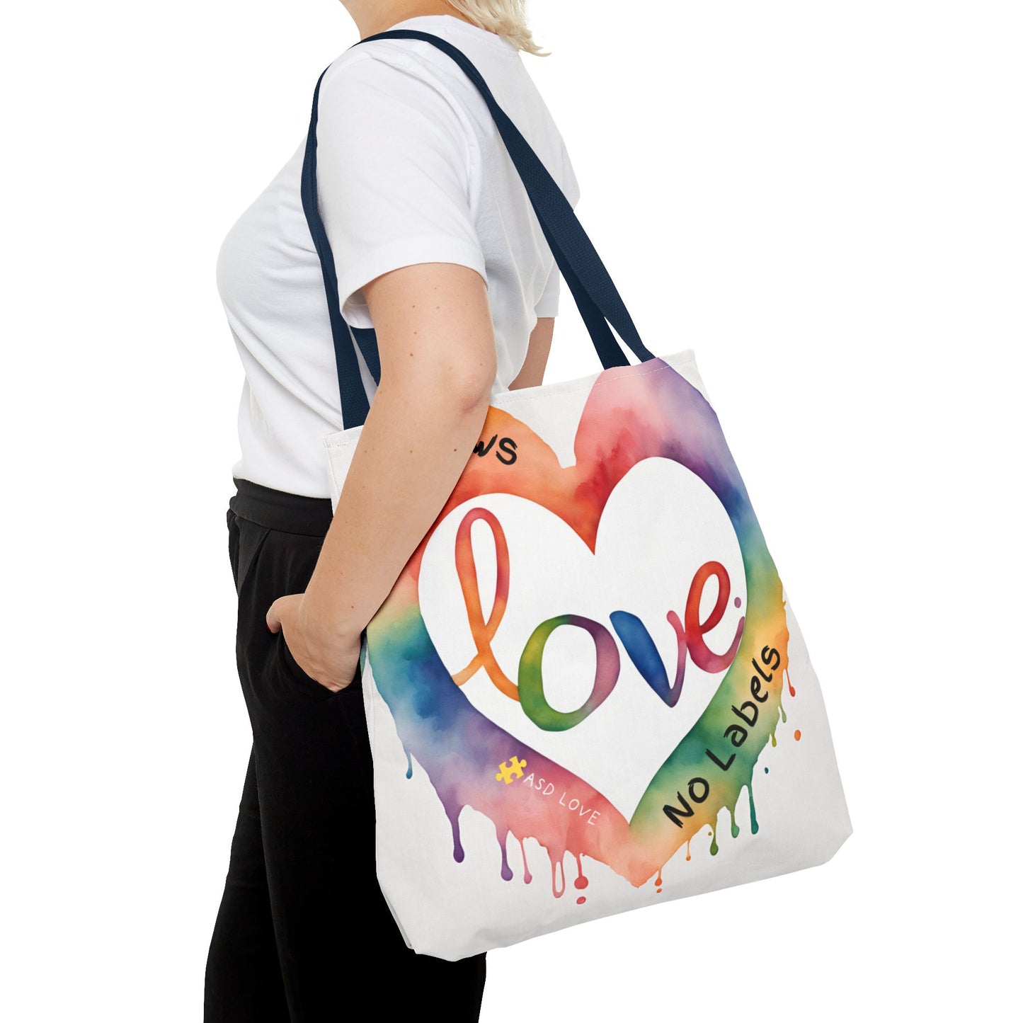 Love Knows No Labels Watercolor Drip Tote Bag - Embrace Acceptance & Harmony