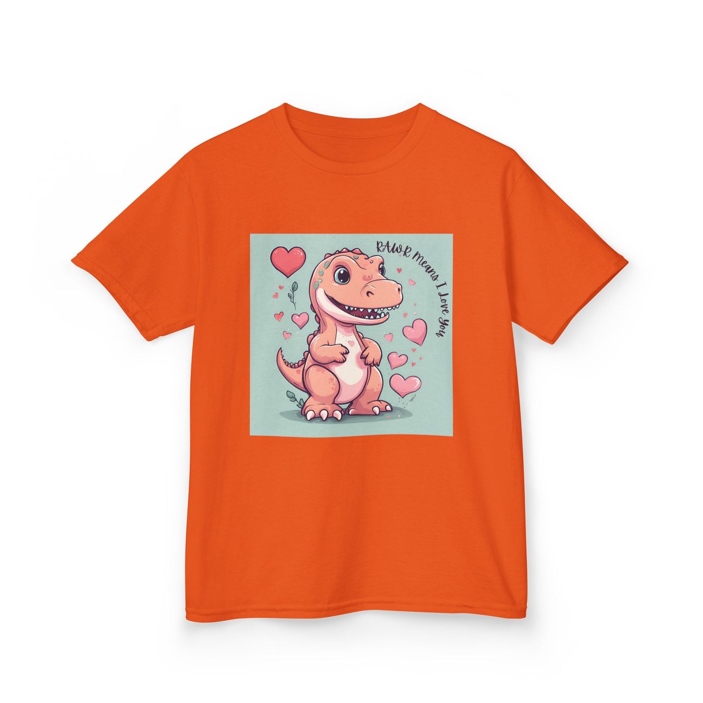 RAWR Means I LOVE YOU - Tan Dino Valentine's Kids Tee