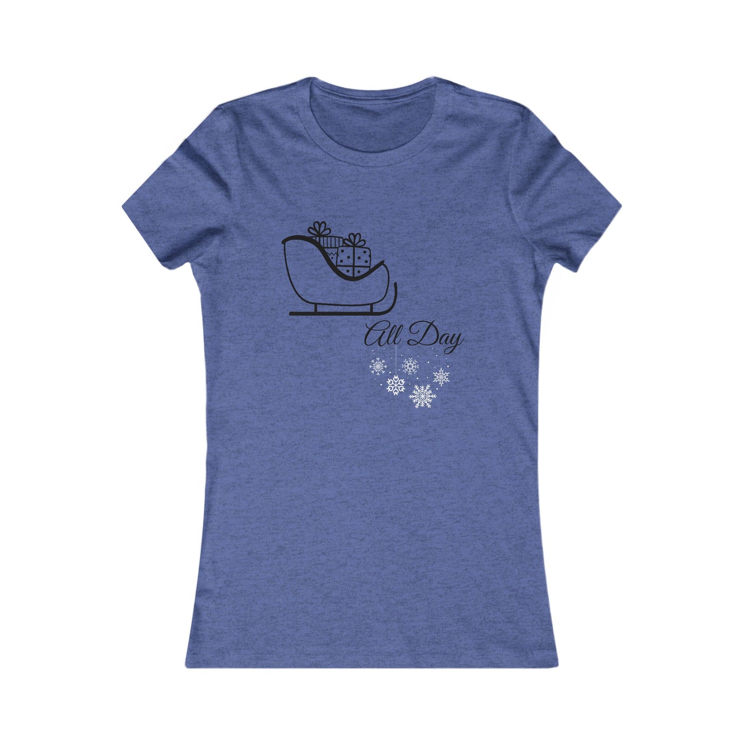 Sleigh All Day Christmas Shirt - Cute Sleigh and Snowflake Festive Holiday Tee