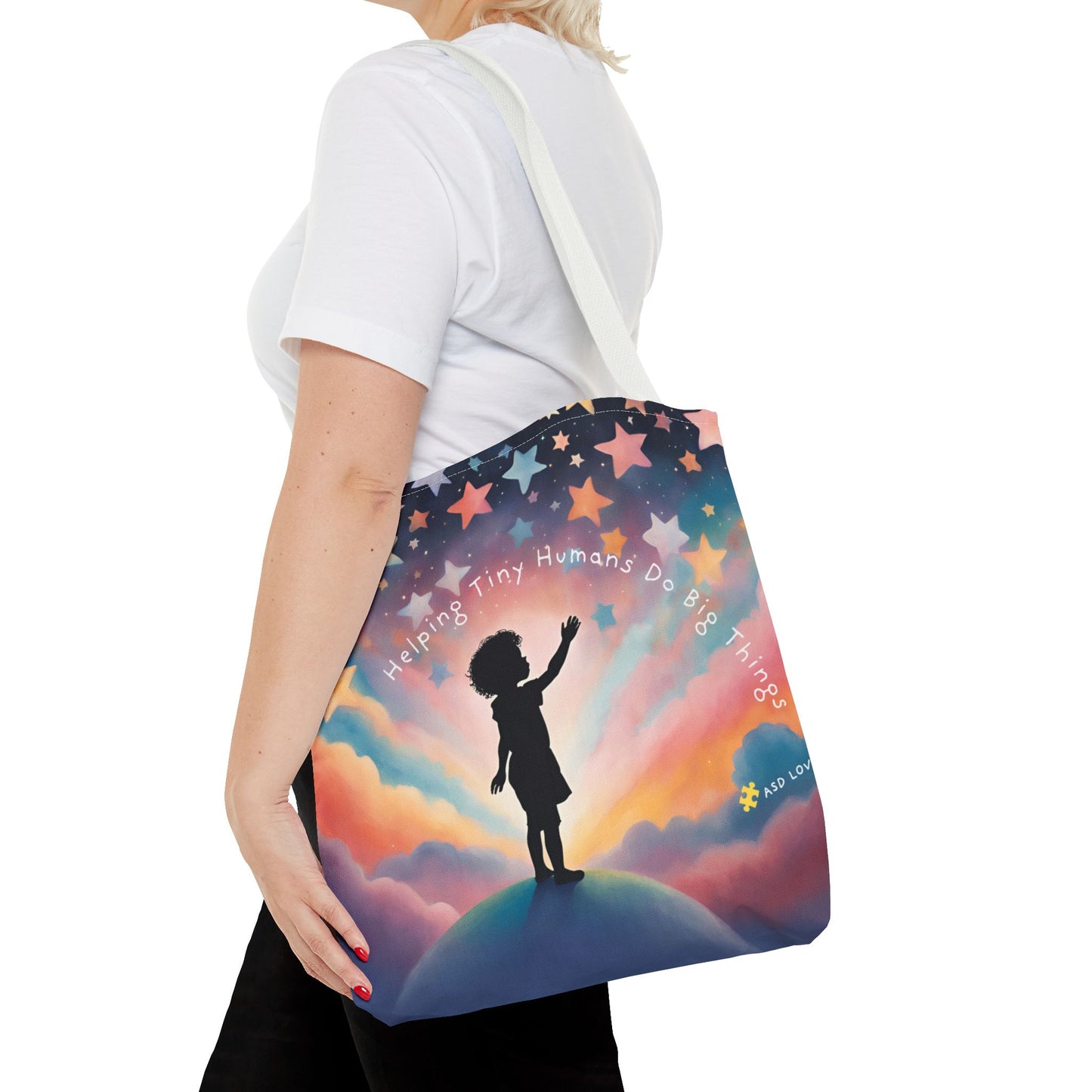 Helping Tiny Humans Do Big Things Tote - Inspiring Kids to Reach for the Stars