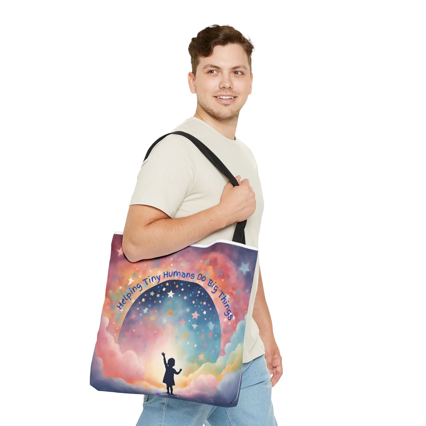 Helping Tiny Humans Do Big Things Tote - Inspiring Kids to Reach for the Stars
