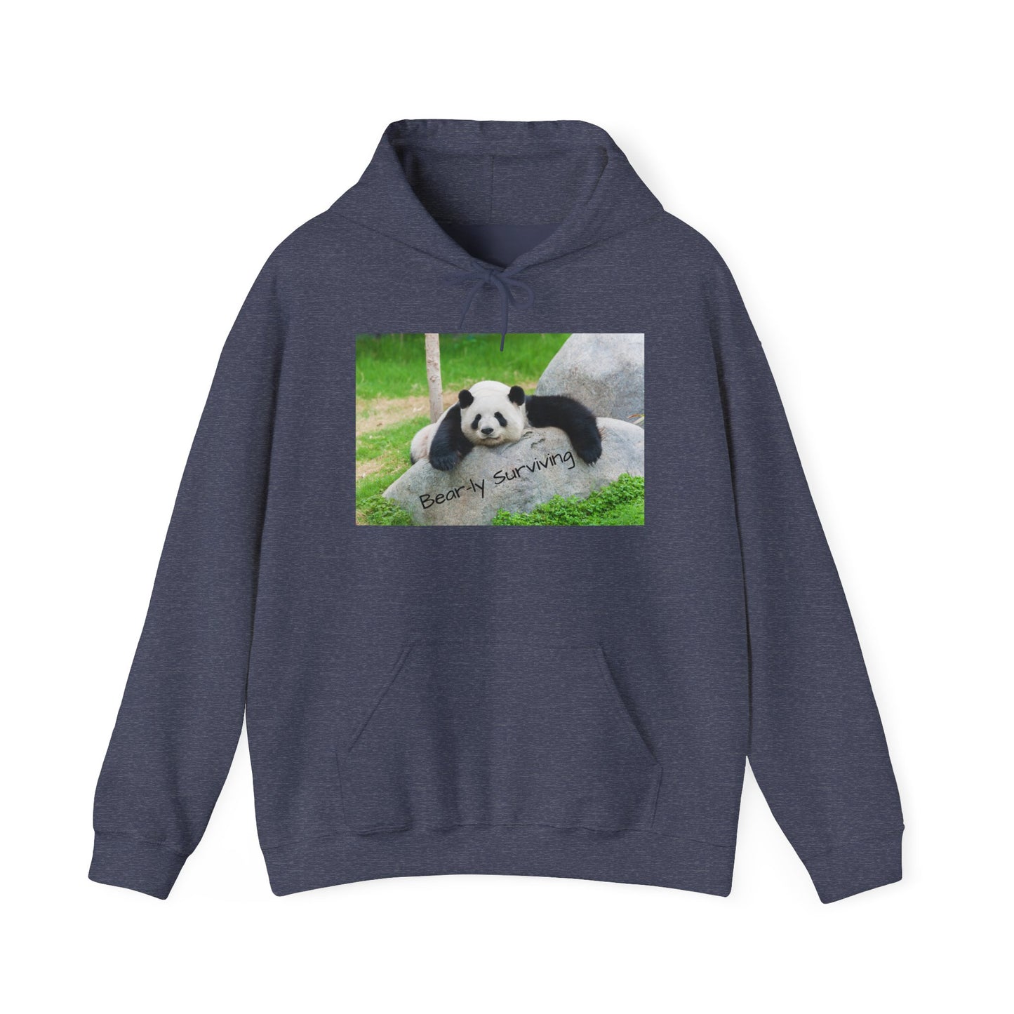 Funny Panda Hoodie | Bear-ly Surviving Sweatshirt | Lazy Mood Cozy Hoodie | Mental Health Humor Gift | Unisex Loungewear | Panda Lover