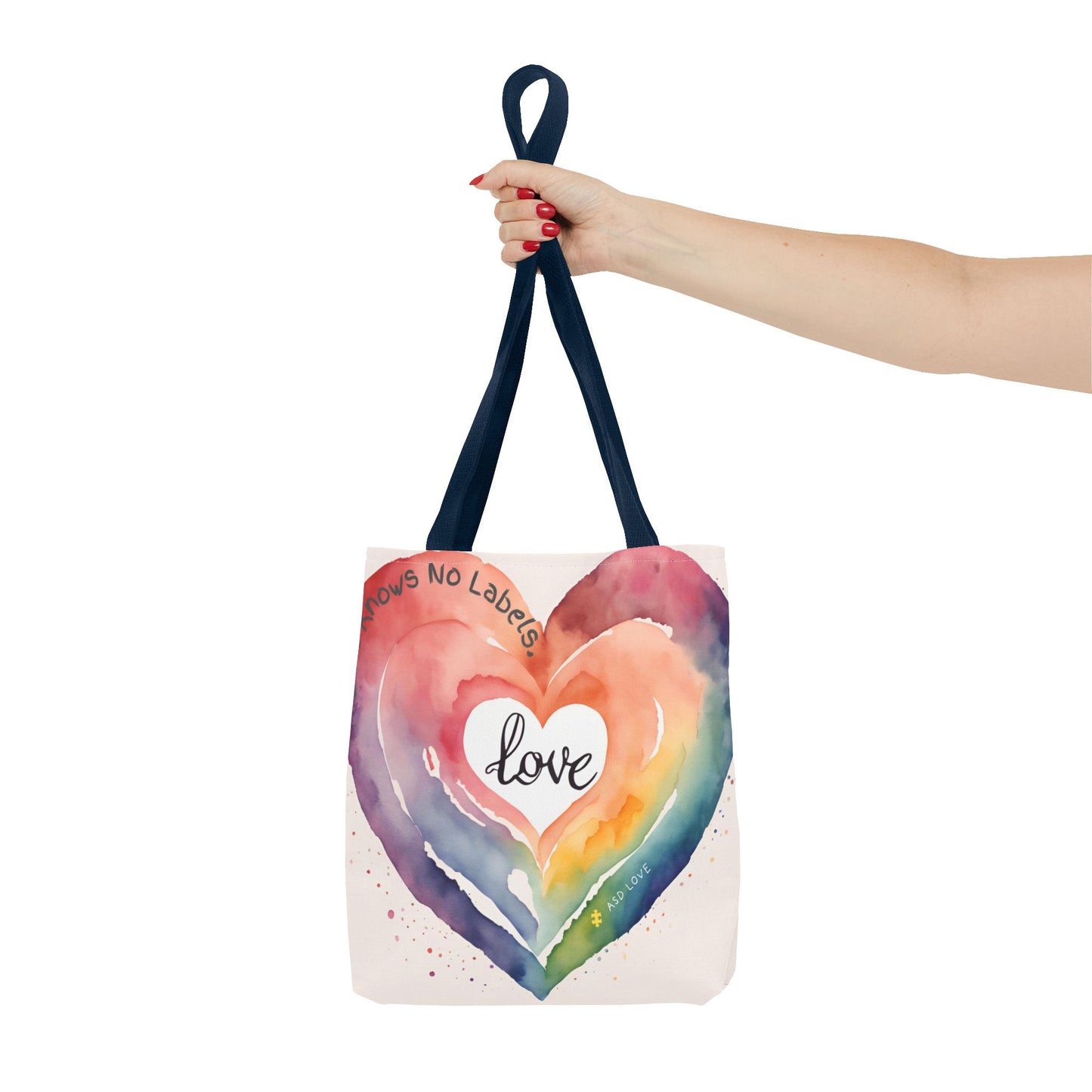 Love Knows No Labels Watercolor Heart Tote Bag - Celebrate Diversity &Unity