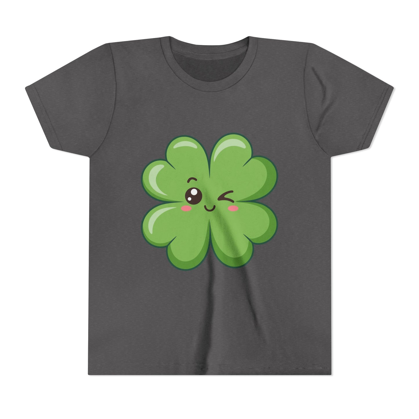 Kawaii Lucky Four-Leaf Clover Youth Tee | Cute St. Patrick's Day Shirt