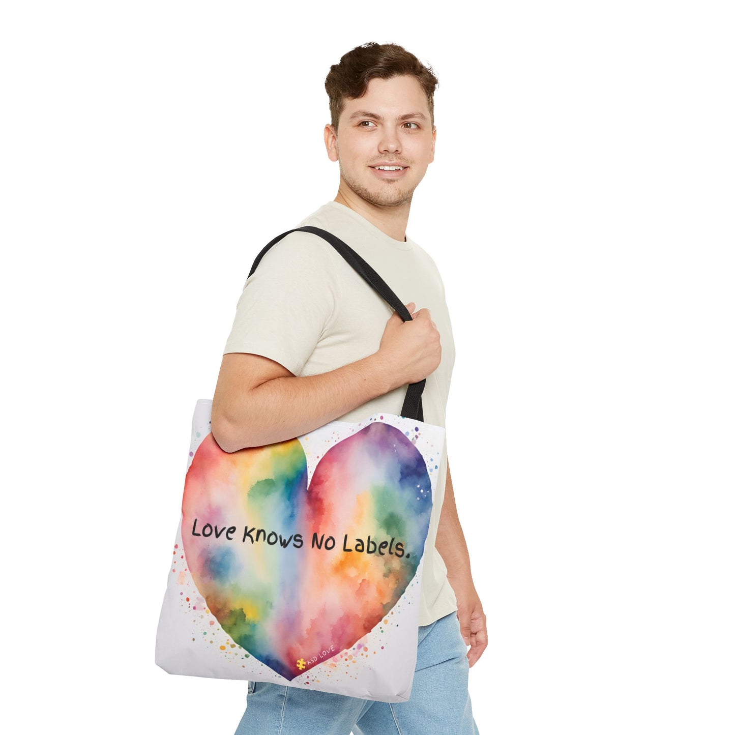 Love Knows No Labels - Big Heart Tote Bag - Show Your True Colors