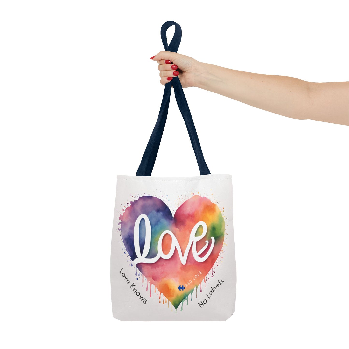 Love Knows No Labels Heart Drip Tote Bag - Show Your Pride & Inclusivity