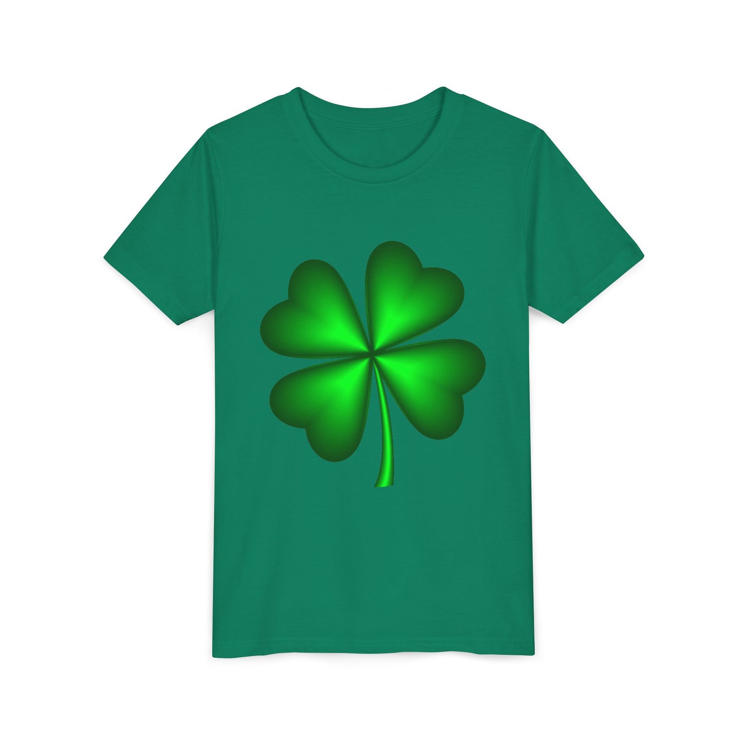 Green Four-Leaf Clover Youth Tee | St. Patrick's Day Shamrock Shirt