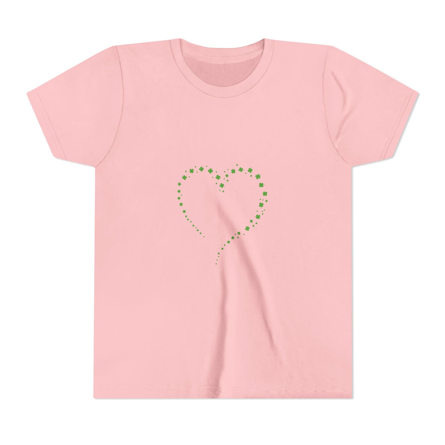 Green Heart Dotted Design Youth Tee | St. Patrick's Day Shamrock Motif