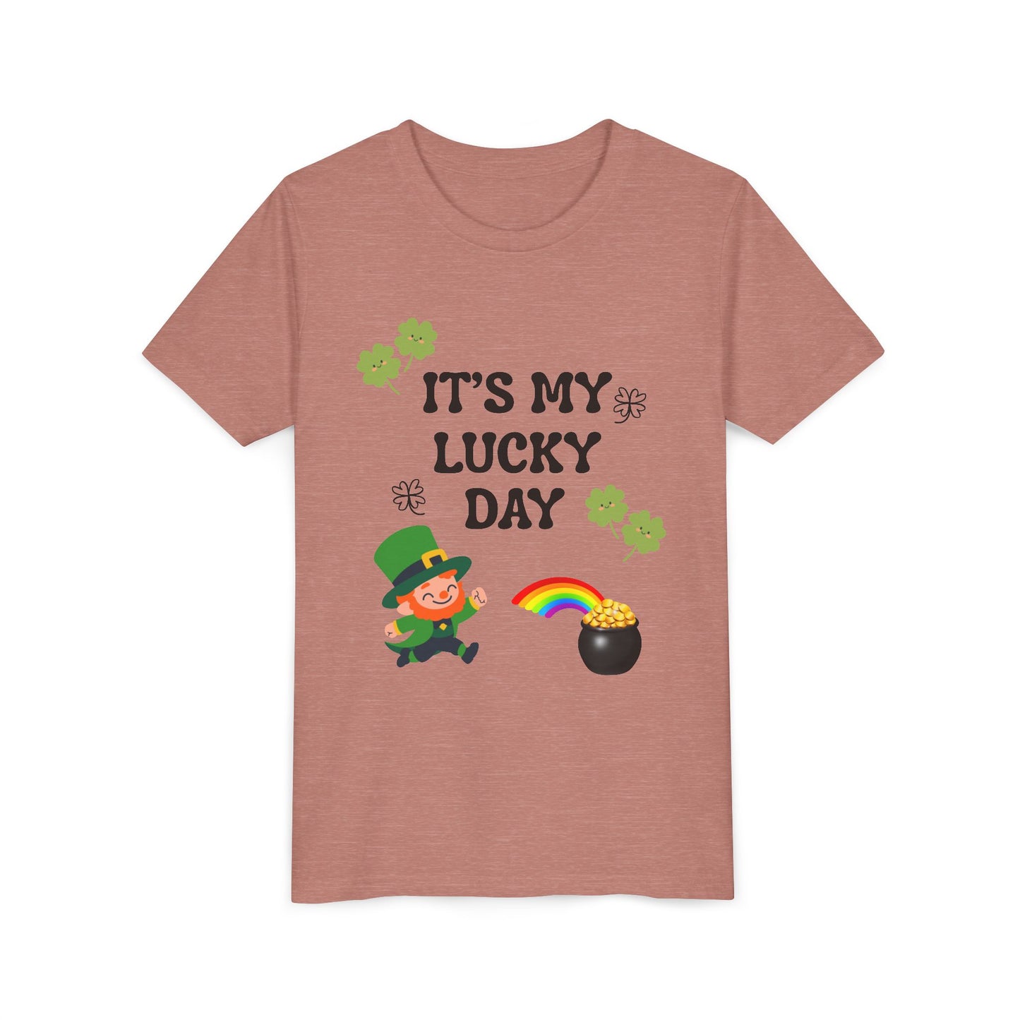 It's My Lucky Day Youth Tee | St. Patrick's Day Leprechaun, Shamrocks, Rainbow Pot of Gold