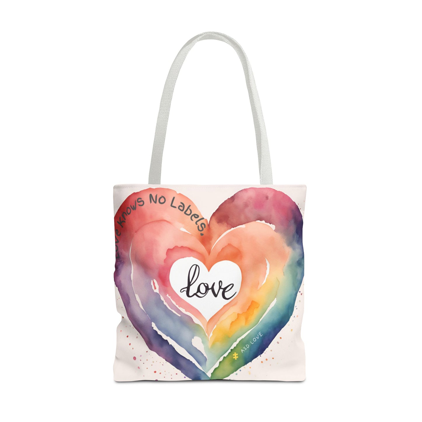 Love Knows No Labels Watercolor Heart Tote Bag - Celebrate Diversity &Unity