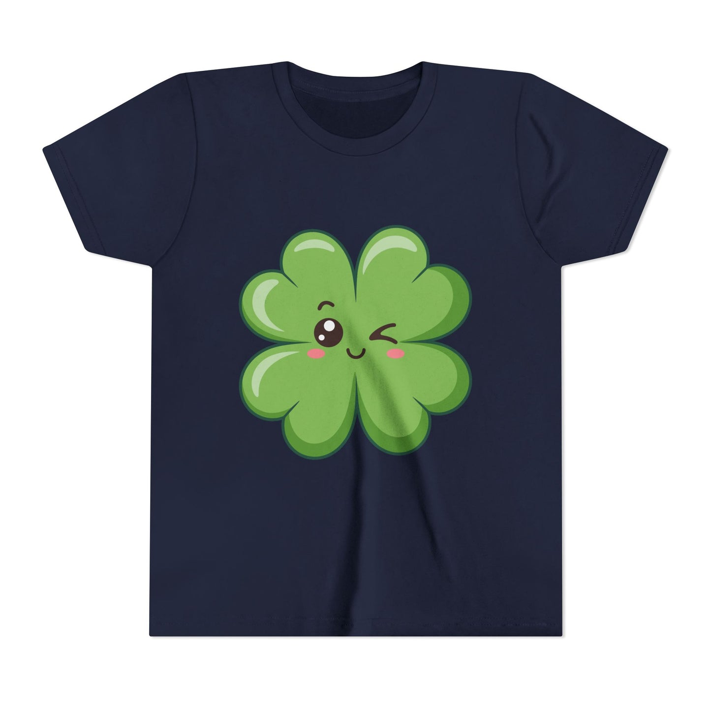 Kawaii Lucky Four-Leaf Clover Youth Tee | Cute St. Patrick's Day Shirt