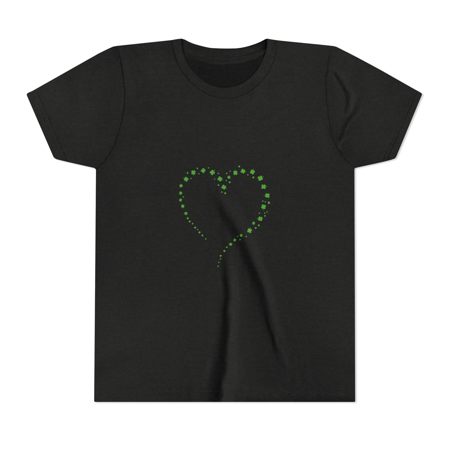 Green Heart Dotted Design Youth Tee | St. Patrick's Day Shamrock Motif