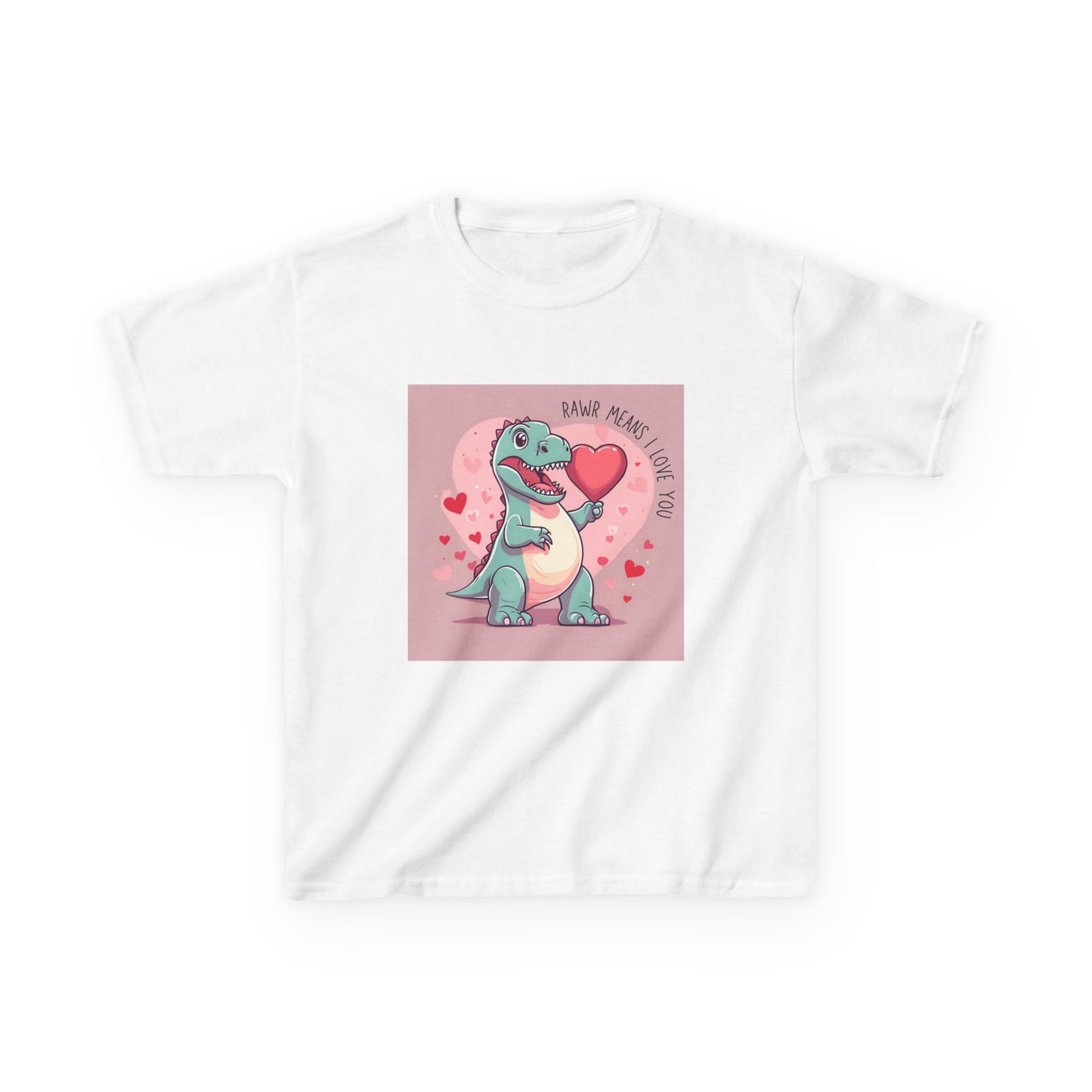 RAWR Means I LOVE YOU - Blue Dino Valentine's Kids Tee
