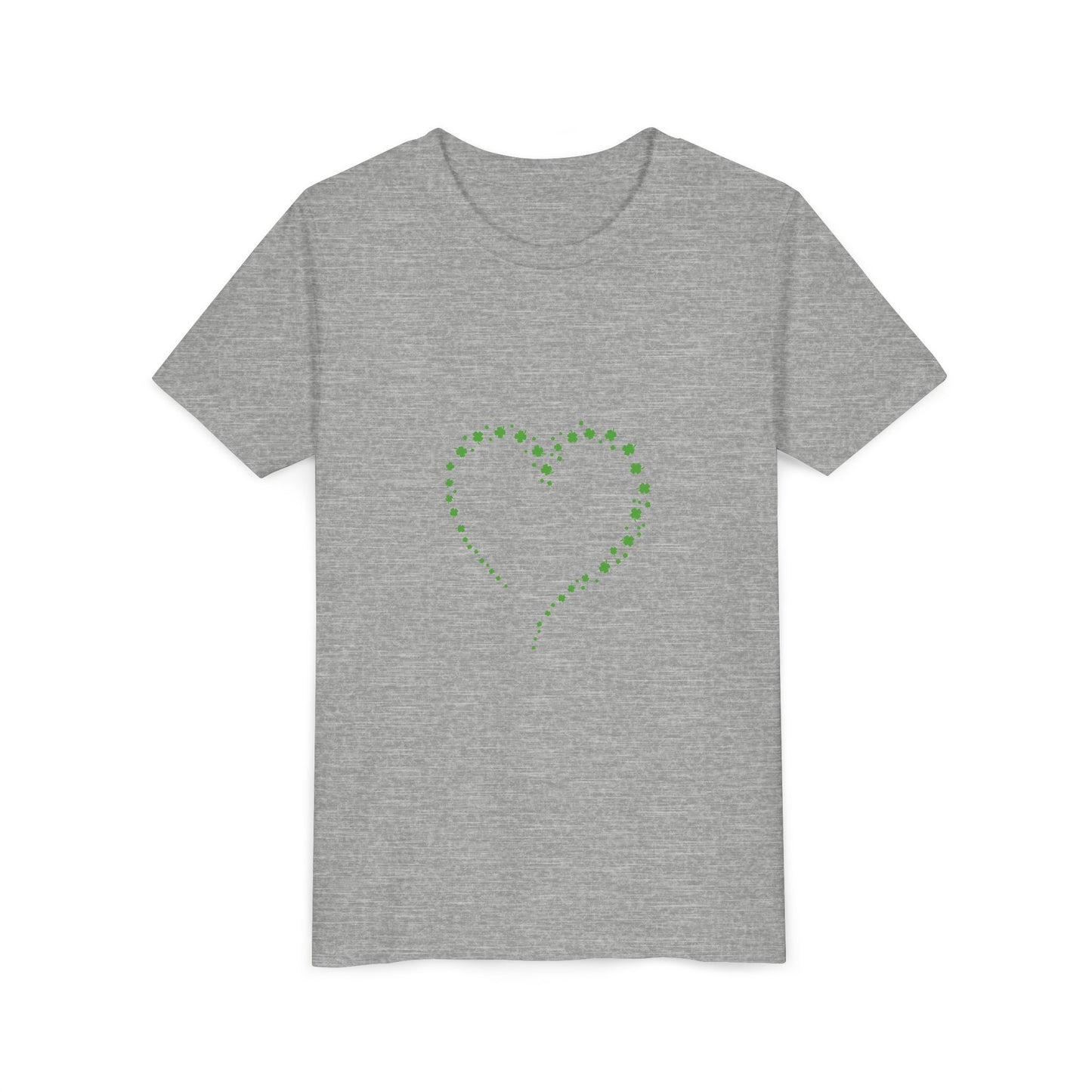 Green Heart Dotted Design Youth Tee | St. Patrick's Day Shamrock Motif