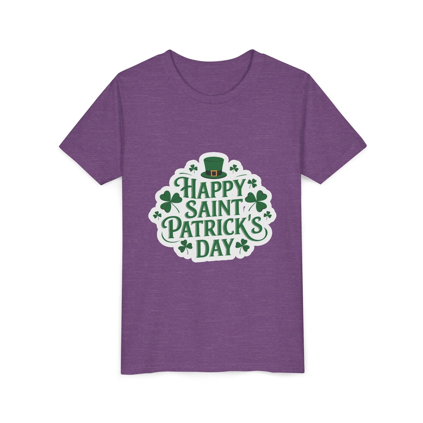 Happy Saint Patrick's Day Youth Tee | Shamrocks, Leprechaun Hat