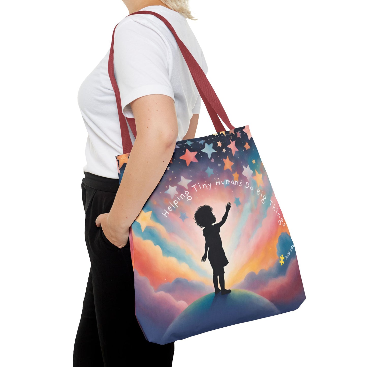 Helping Tiny Humans Do Big Things Tote - Inspiring Kids to Reach for the Stars