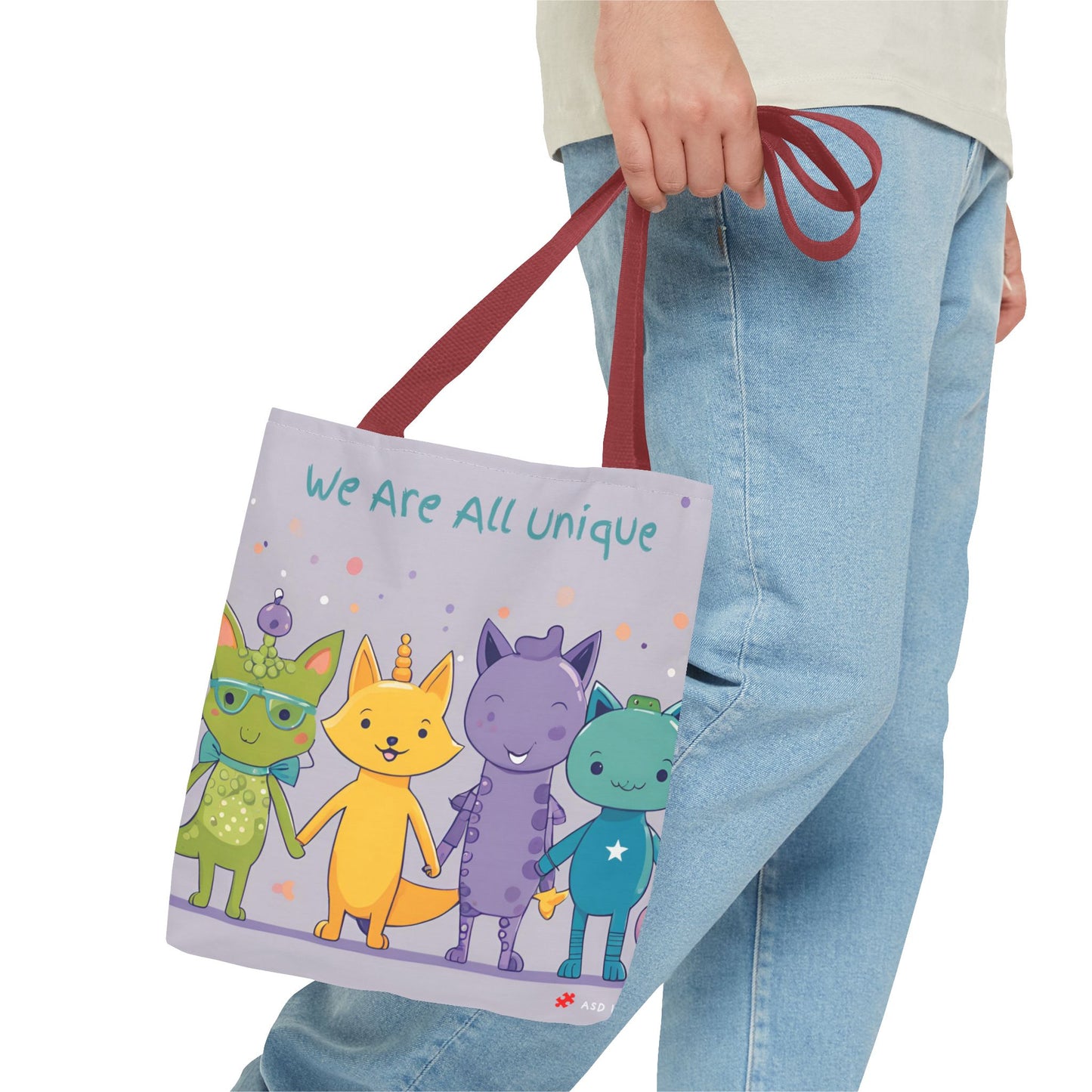 We Are All Unique 4 Animal Friends Tote Bag - Cute, Inclusive, Kid-friendly Design
