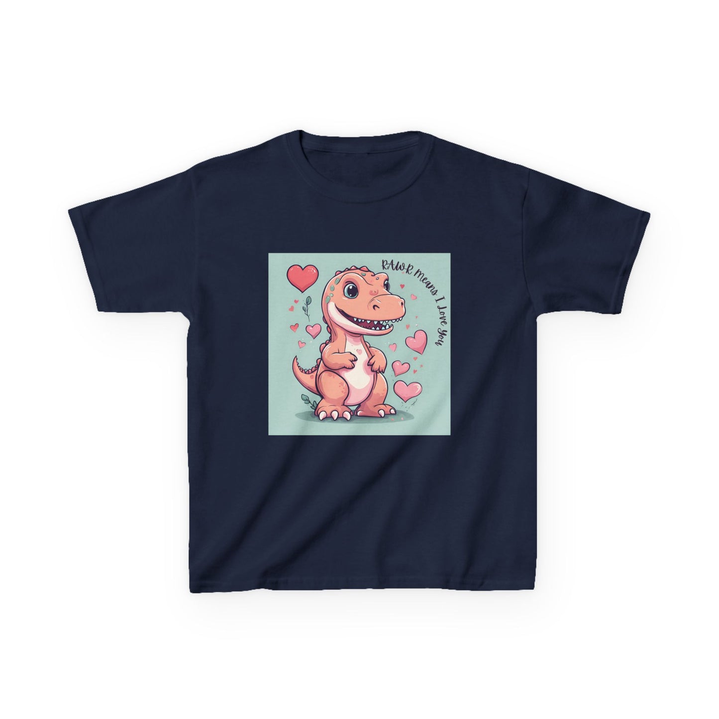 RAWR Means I LOVE YOU - Tan Dino Valentine's Kids Tee