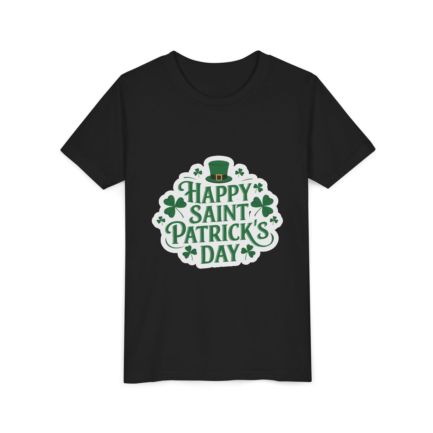 Happy Saint Patrick's Day Youth Tee | Shamrocks, Leprechaun Hat