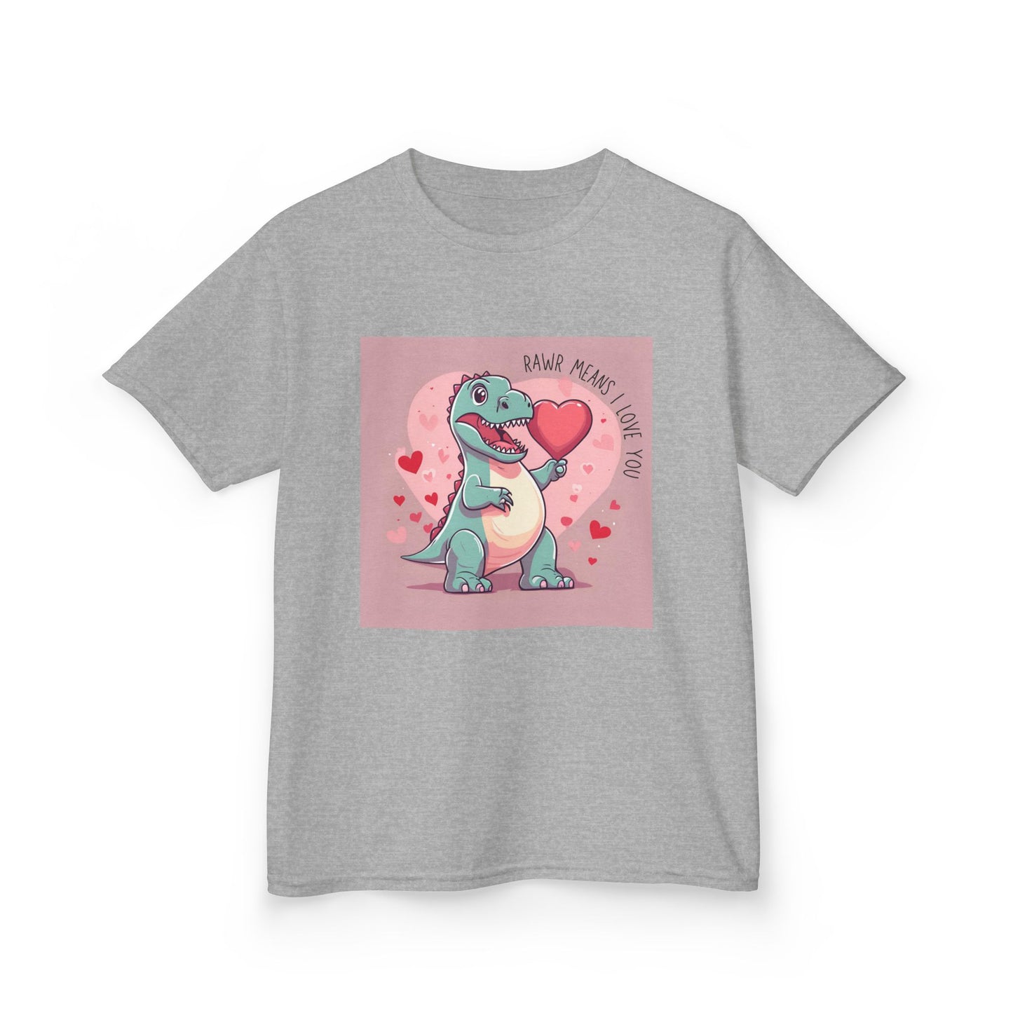 RAWR Means I LOVE YOU - Blue Dino Valentine's Kids Tee