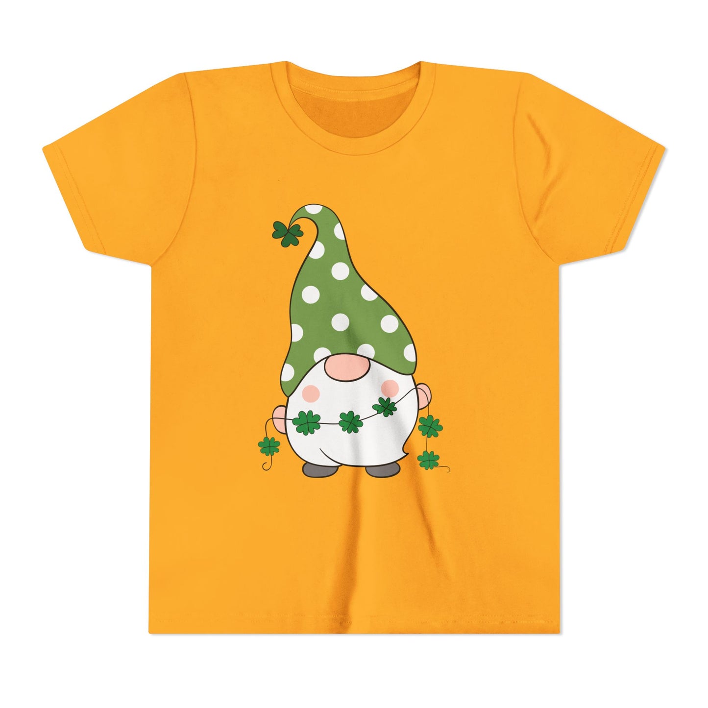 St. Patricks Gnome Youth Tee | Green Polka Dot Hat with Shamrocks