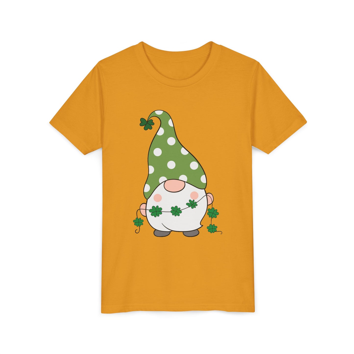 St. Patricks Gnome Youth Tee | Green Polka Dot Hat with Shamrocks