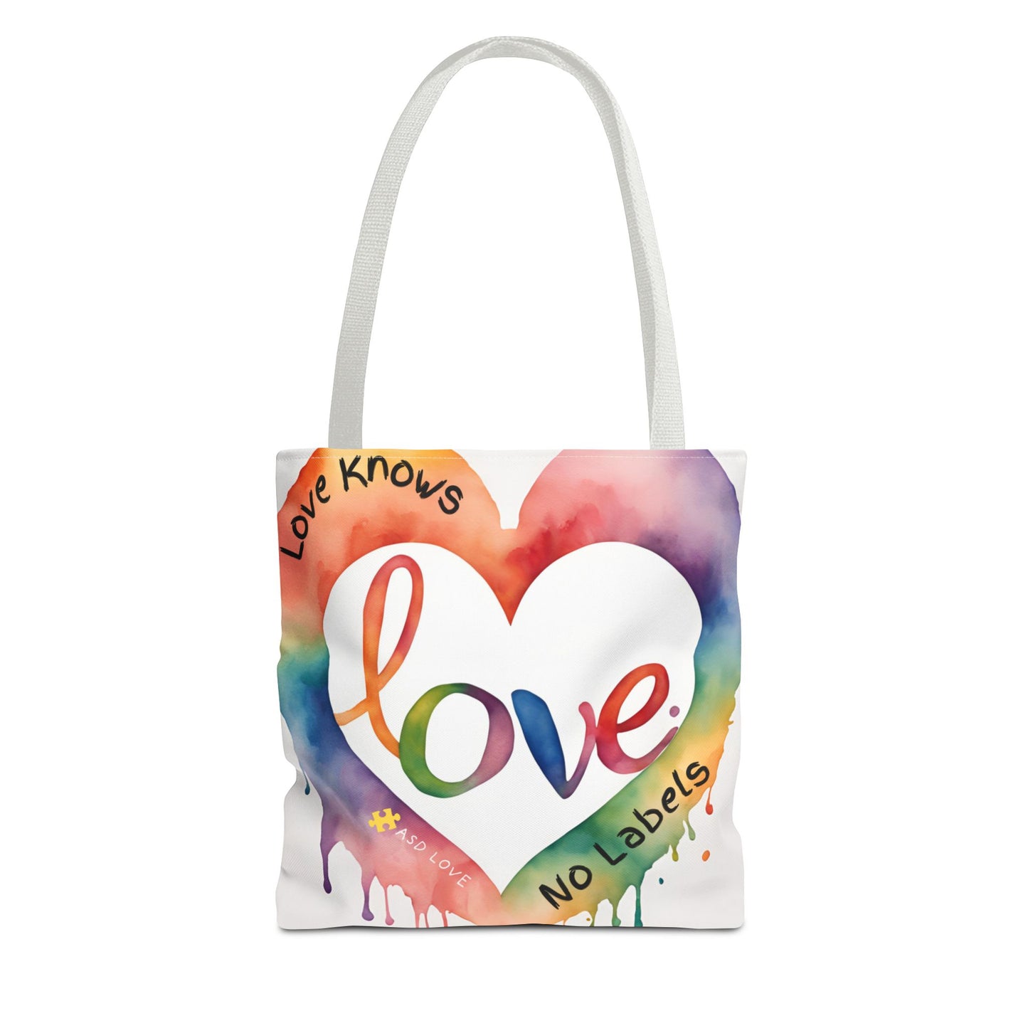 Love Knows No Labels Watercolor Drip Tote Bag - Embrace Acceptance & Harmony