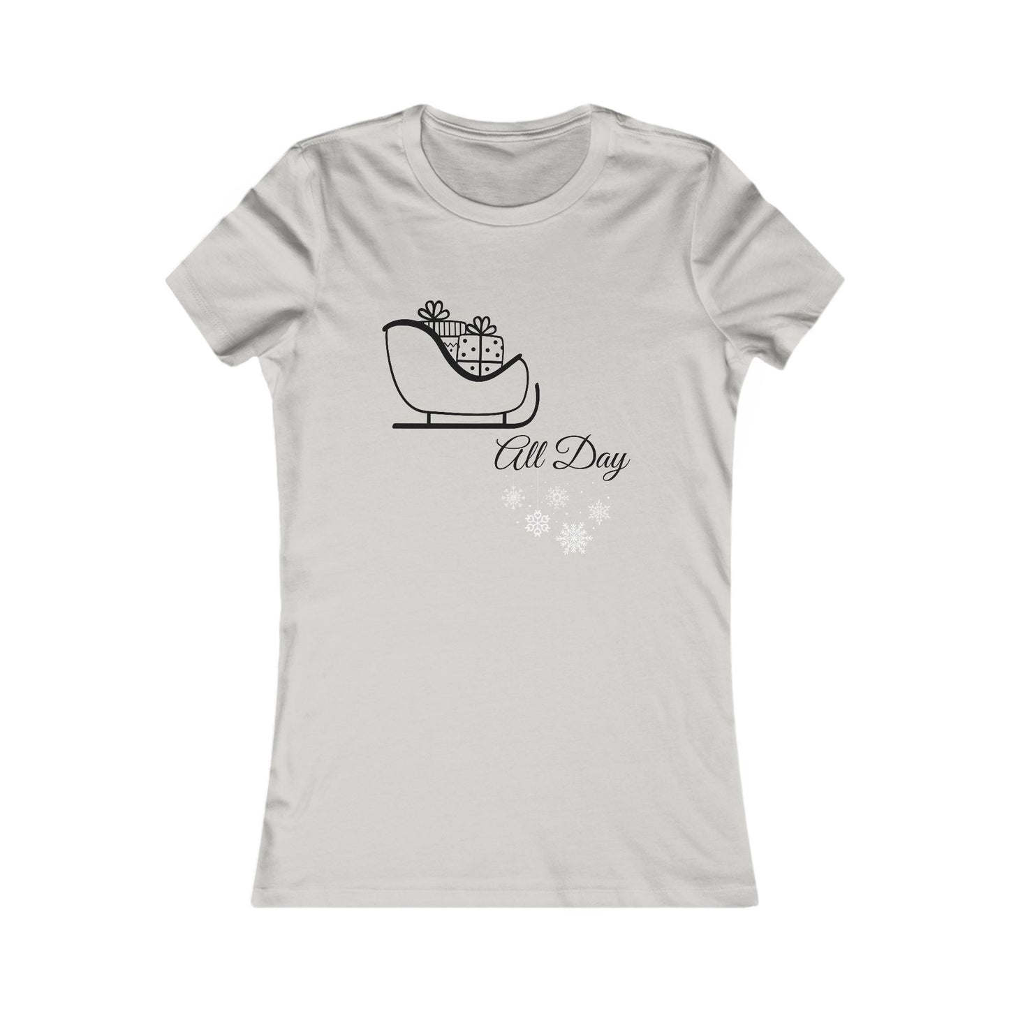 Sleigh All Day Christmas Shirt - Cute Sleigh and Snowflake Festive Holiday Tee