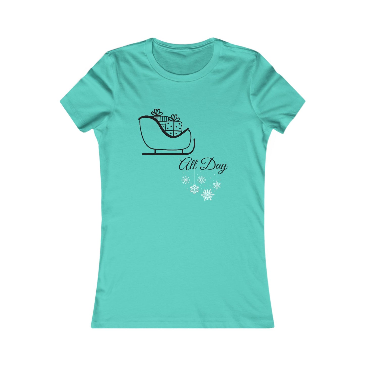 Sleigh All Day Christmas Shirt - Cute Sleigh and Snowflake Festive Holiday Tee