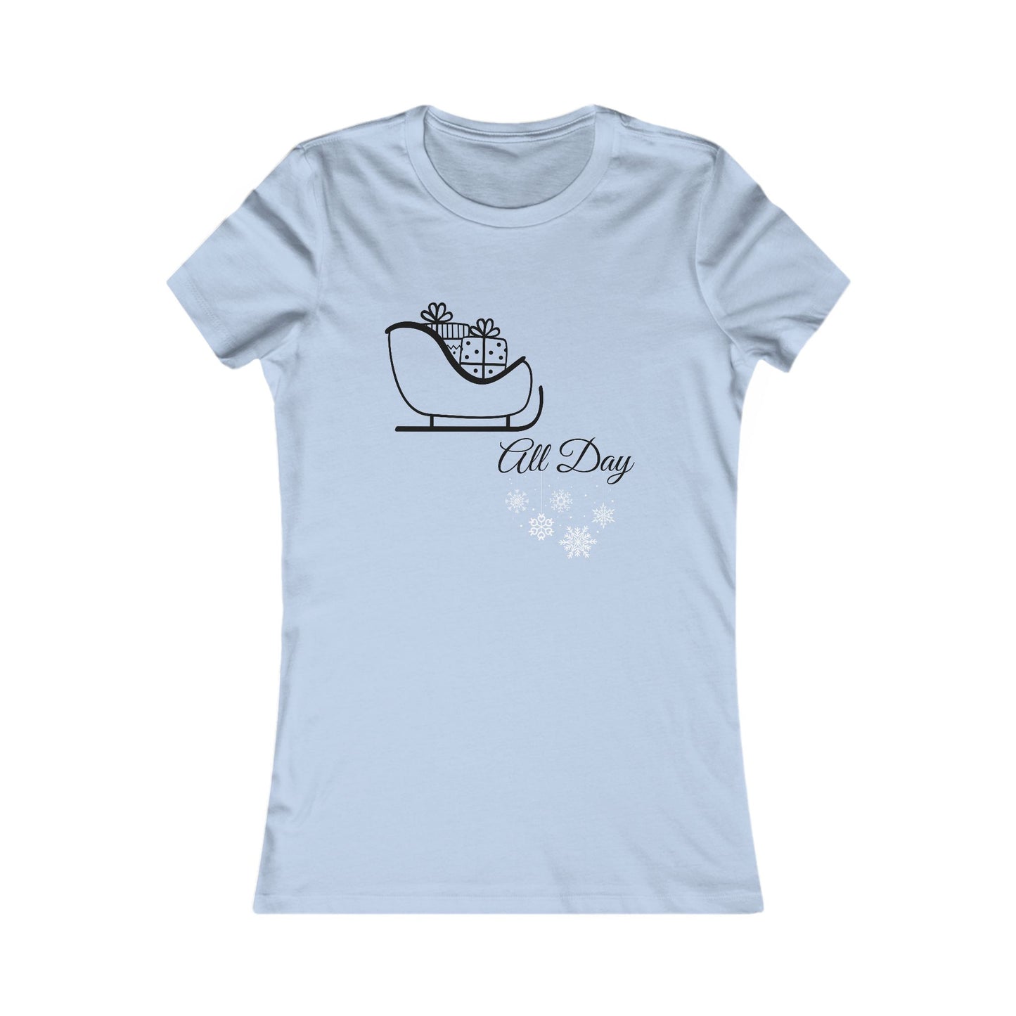 Sleigh All Day Christmas Shirt - Cute Sleigh and Snowflake Festive Holiday Tee