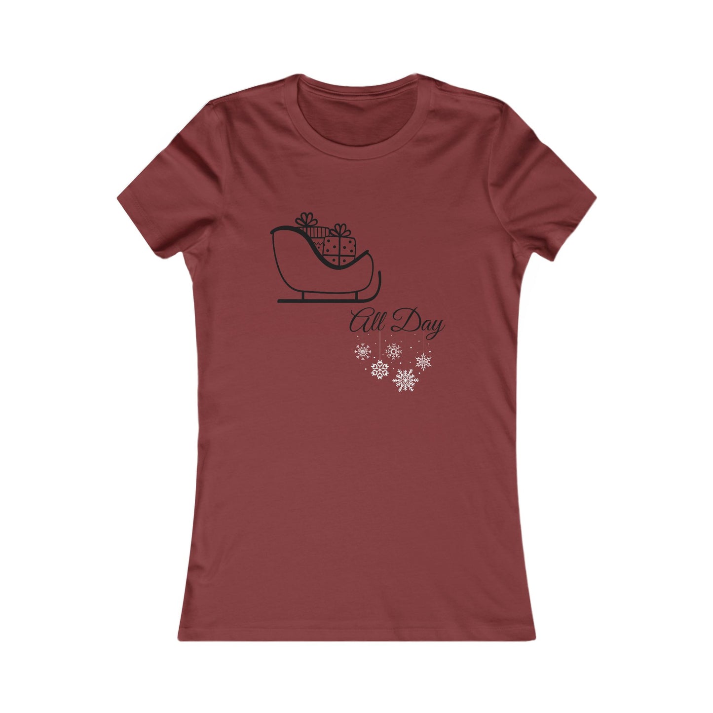 Sleigh All Day Christmas Shirt - Cute Sleigh and Snowflake Festive Holiday Tee