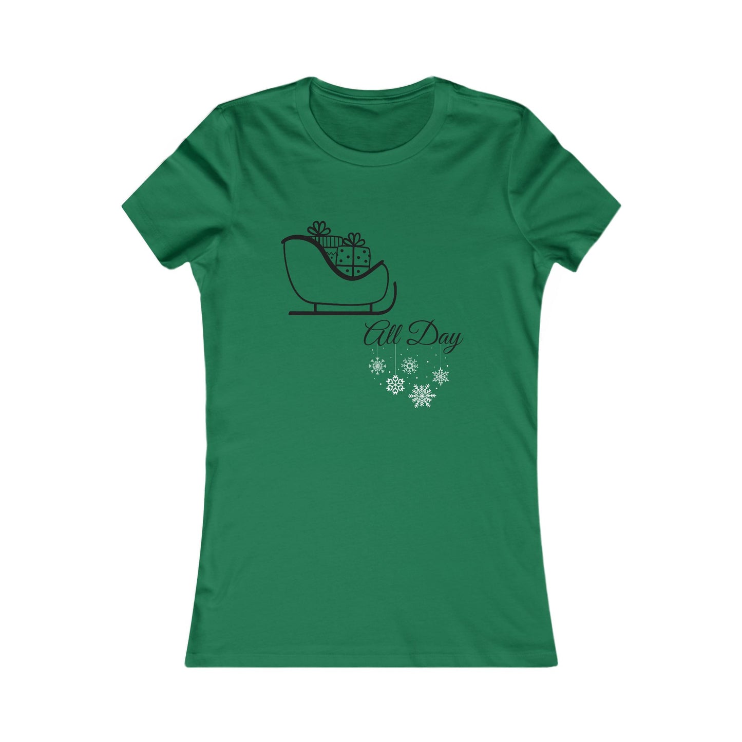 Sleigh All Day Christmas Shirt - Cute Sleigh and Snowflake Festive Holiday Tee