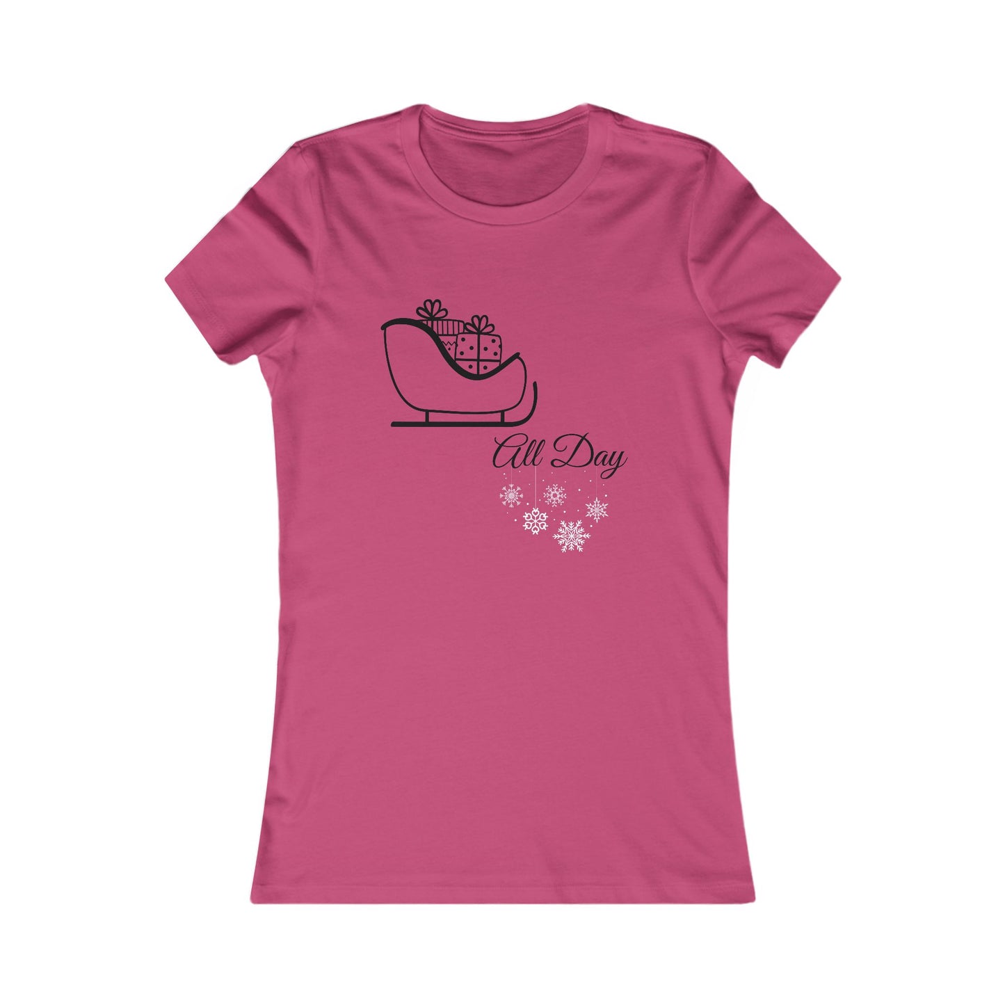 Sleigh All Day Christmas Shirt - Cute Sleigh and Snowflake Festive Holiday Tee
