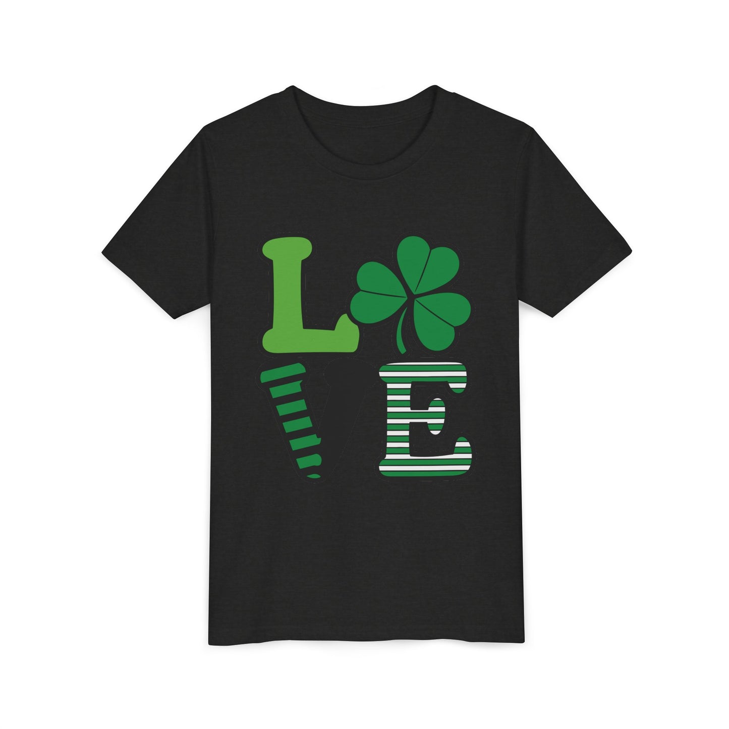LOVE Shamrock Youth Tee | St. Patrick's Day Clover Graphic