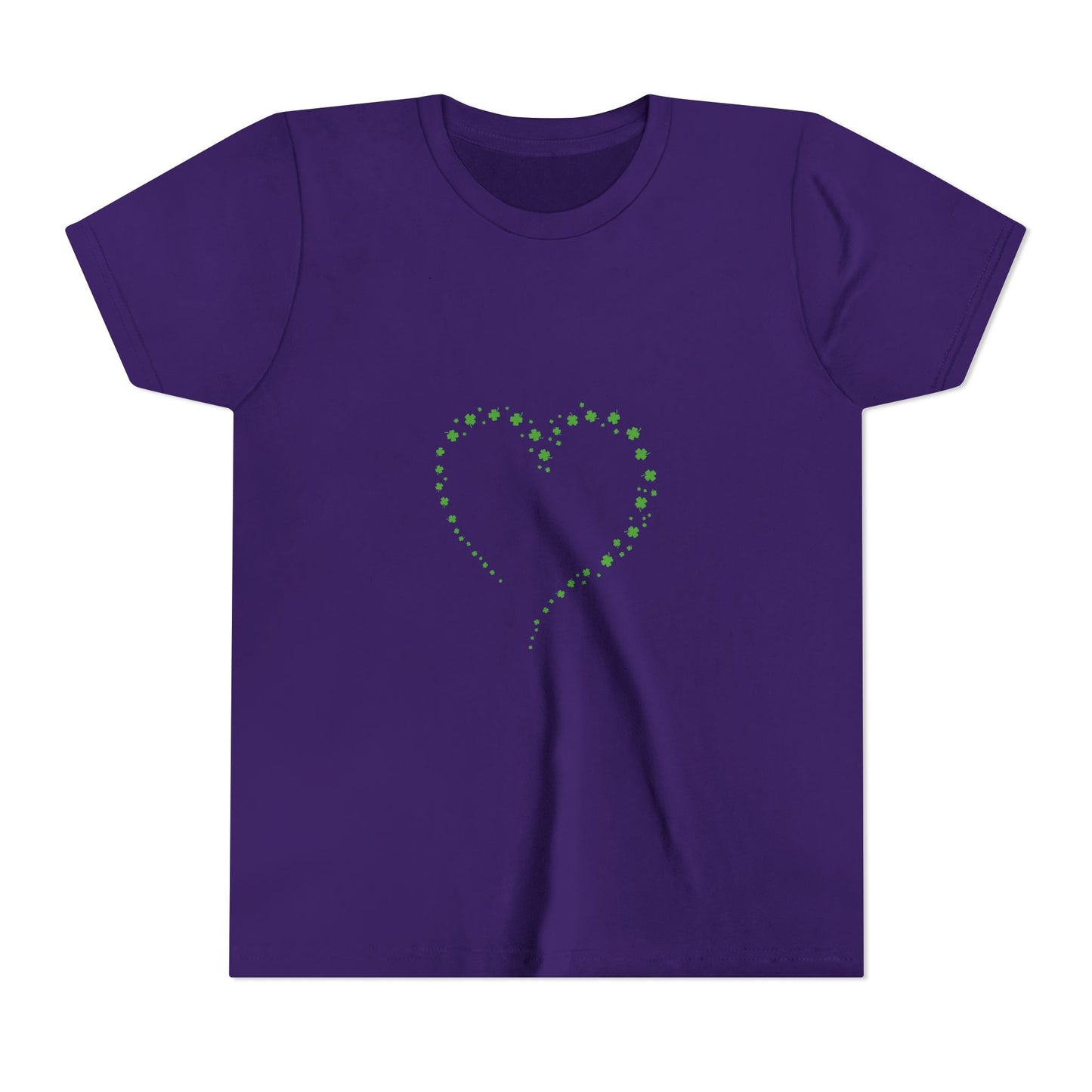 Green Heart Dotted Design Youth Tee | St. Patrick's Day Shamrock Motif