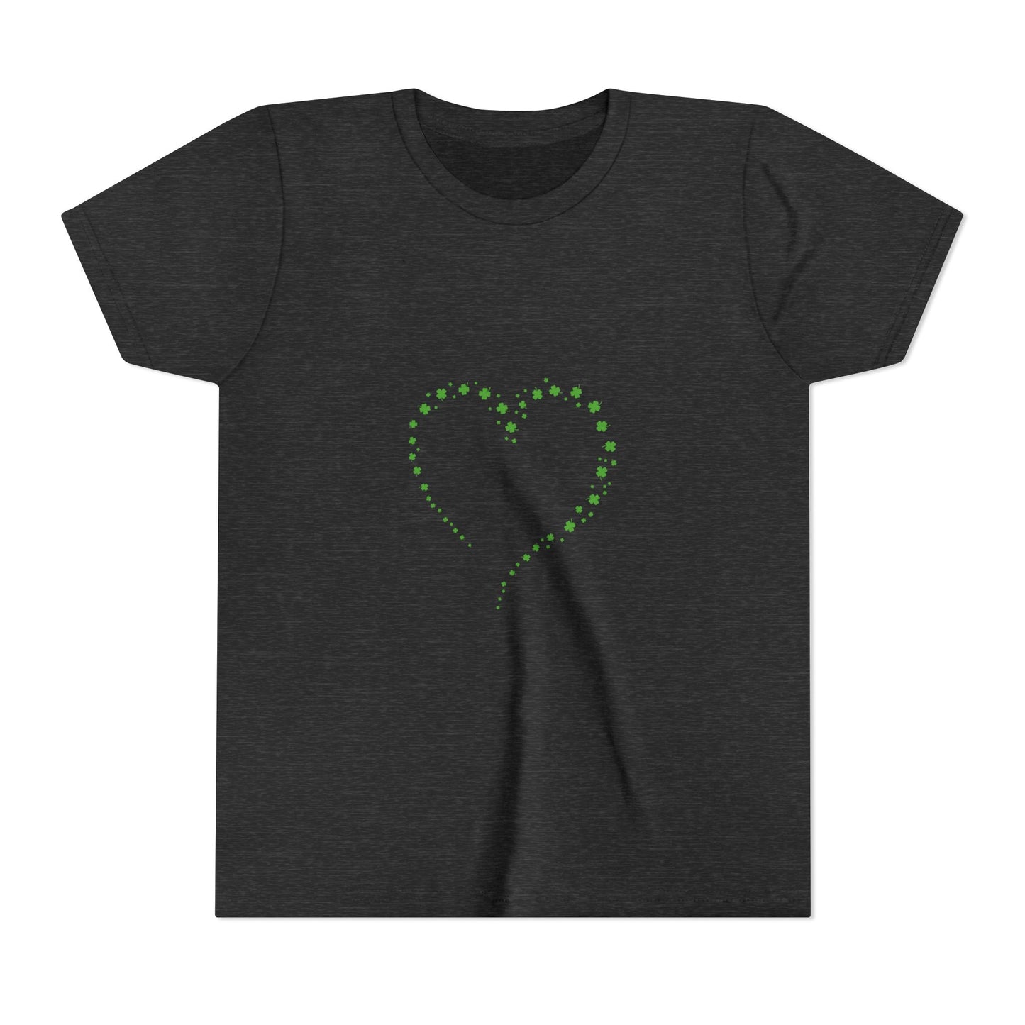 Green Heart Dotted Design Youth Tee | St. Patrick's Day Shamrock Motif