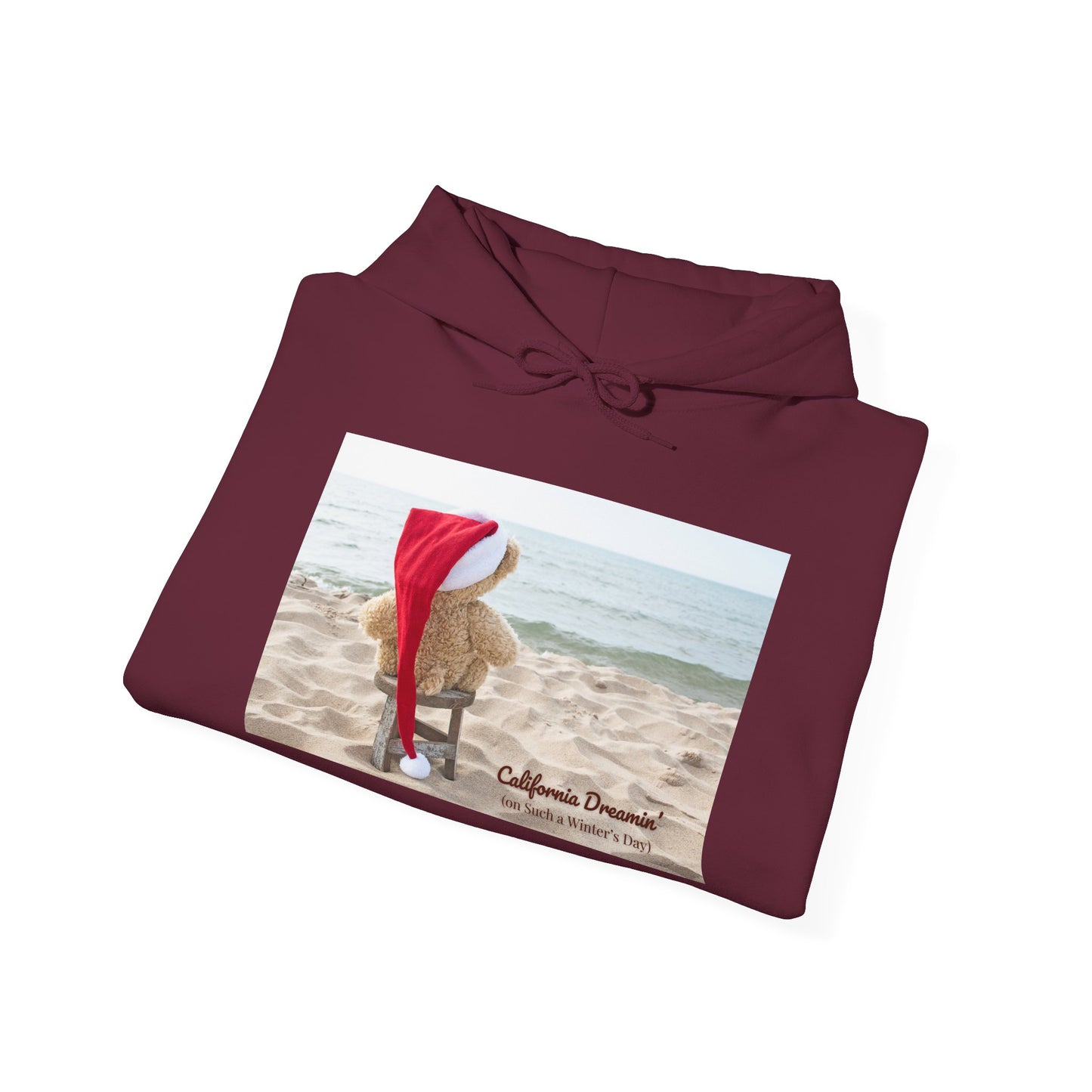 California Christmas Hoodie | Santa Bear on the Beach | Cozy Winter Hoodie | Funny Holiday Sweatshirt | West Coast Xmas Gift