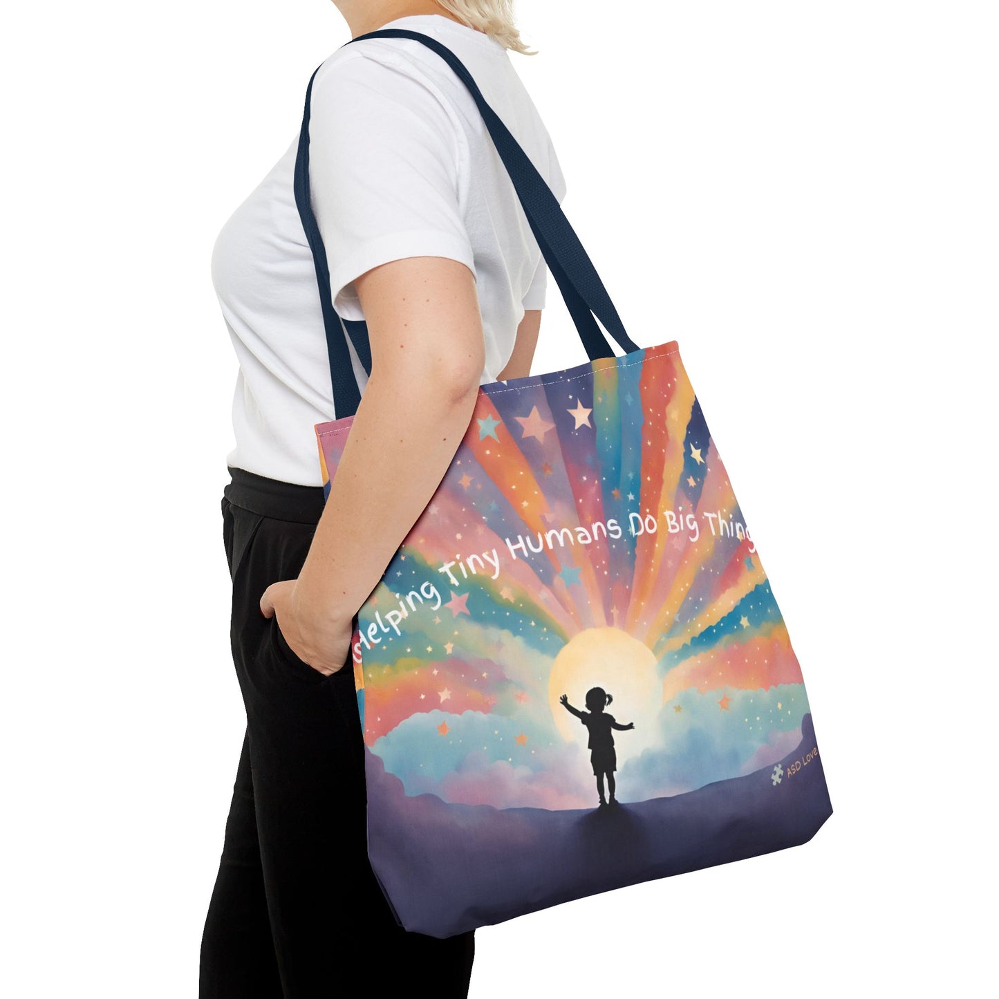 Helping Tiny Humans Do Big Things Tote - Inspiring Kids to Reach for the Stars