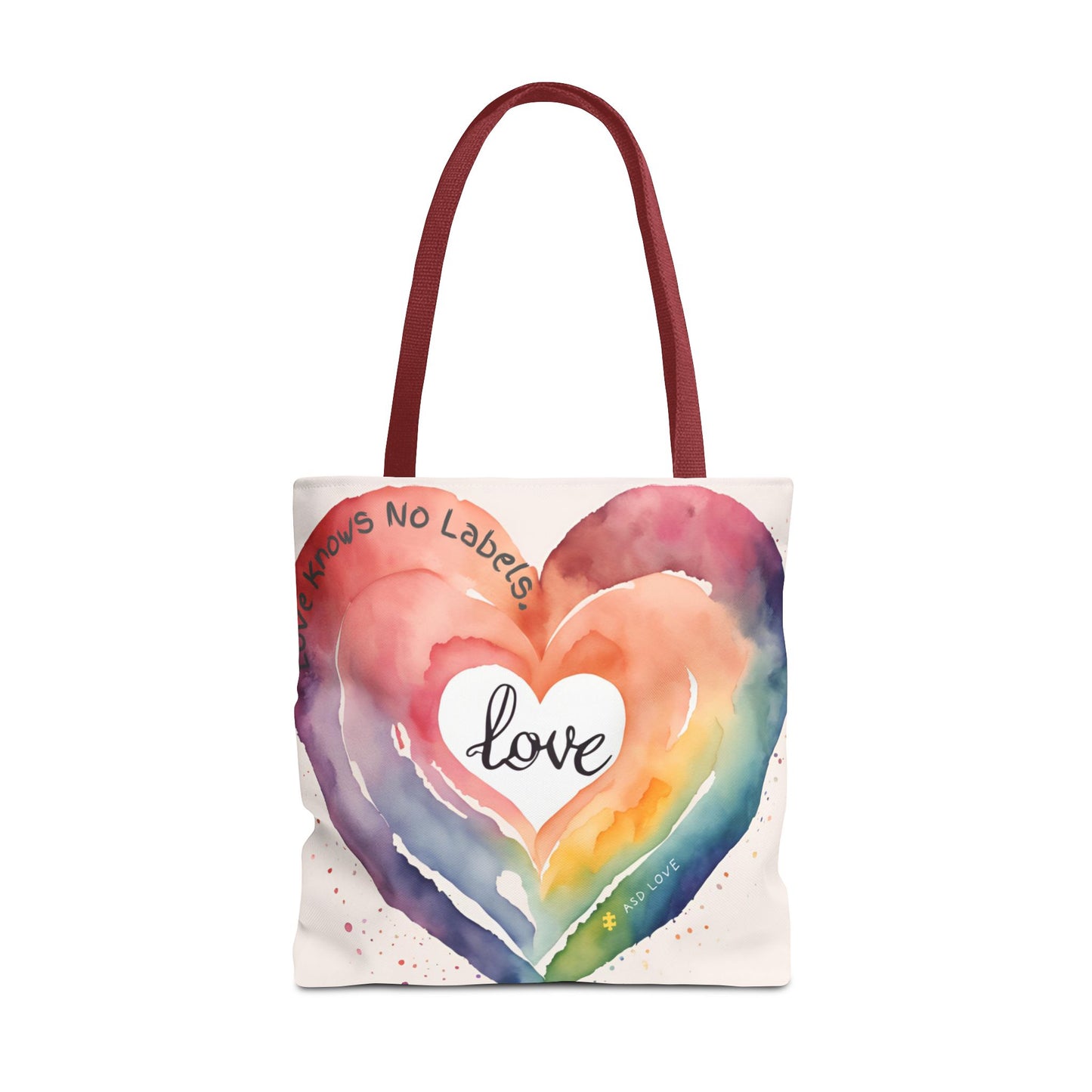 Love Knows No Labels Watercolor Heart Tote Bag - Celebrate Diversity &Unity