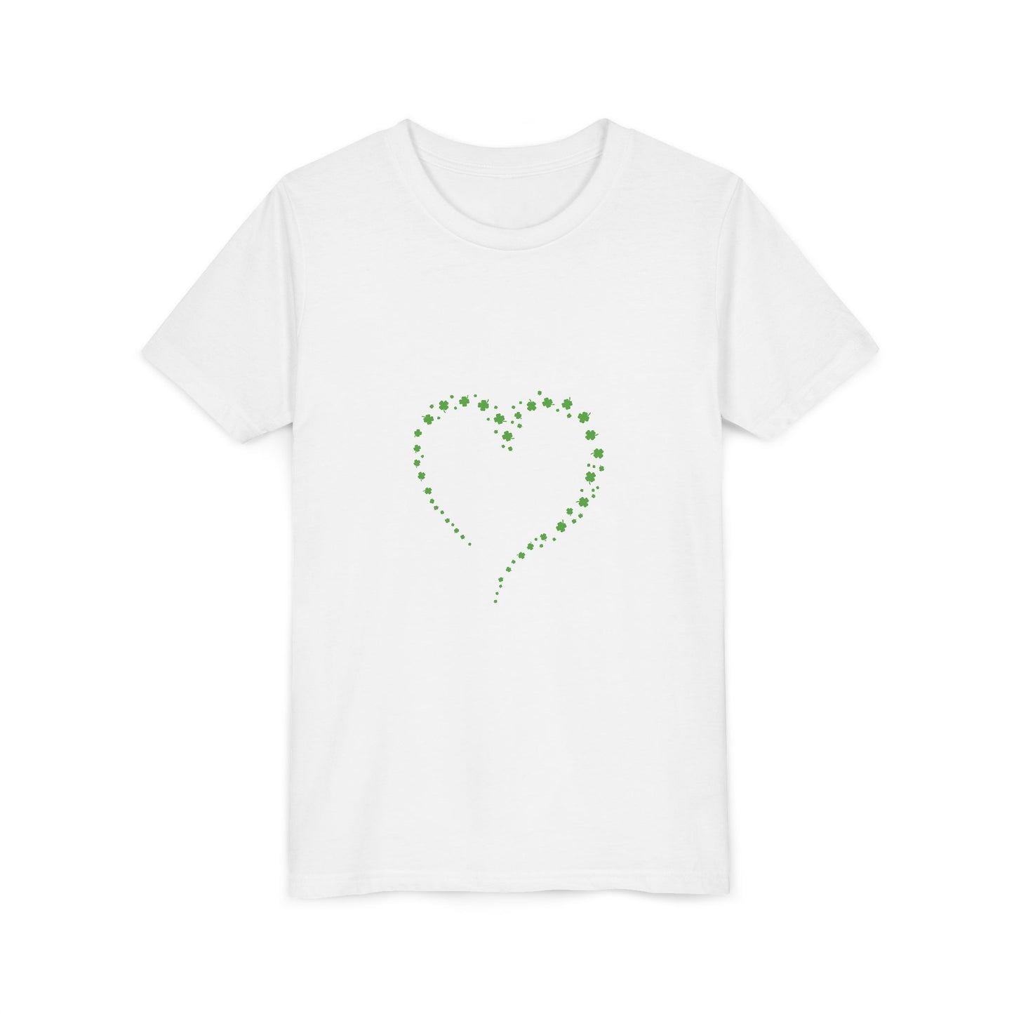 Green Heart Dotted Design Youth Tee | St. Patrick's Day Shamrock Motif