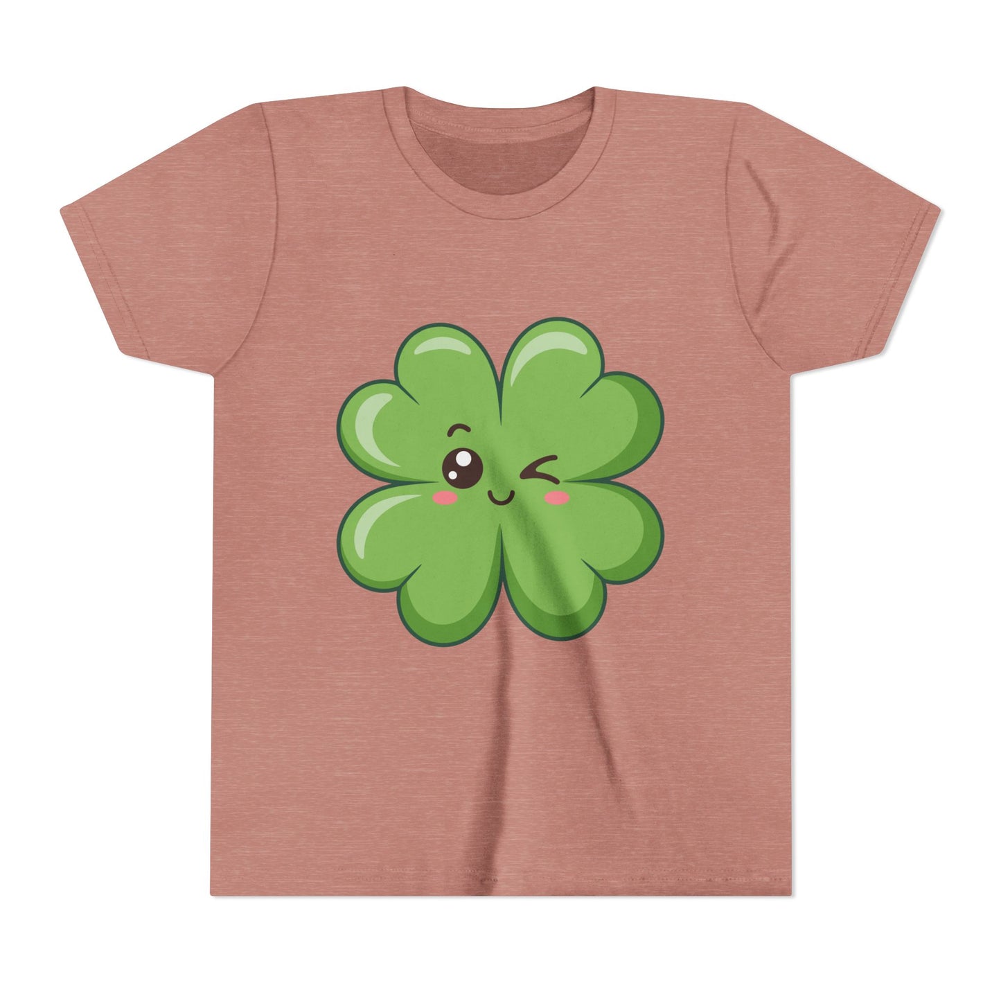 Kawaii Lucky Four-Leaf Clover Youth Tee | Cute St. Patrick's Day Shirt