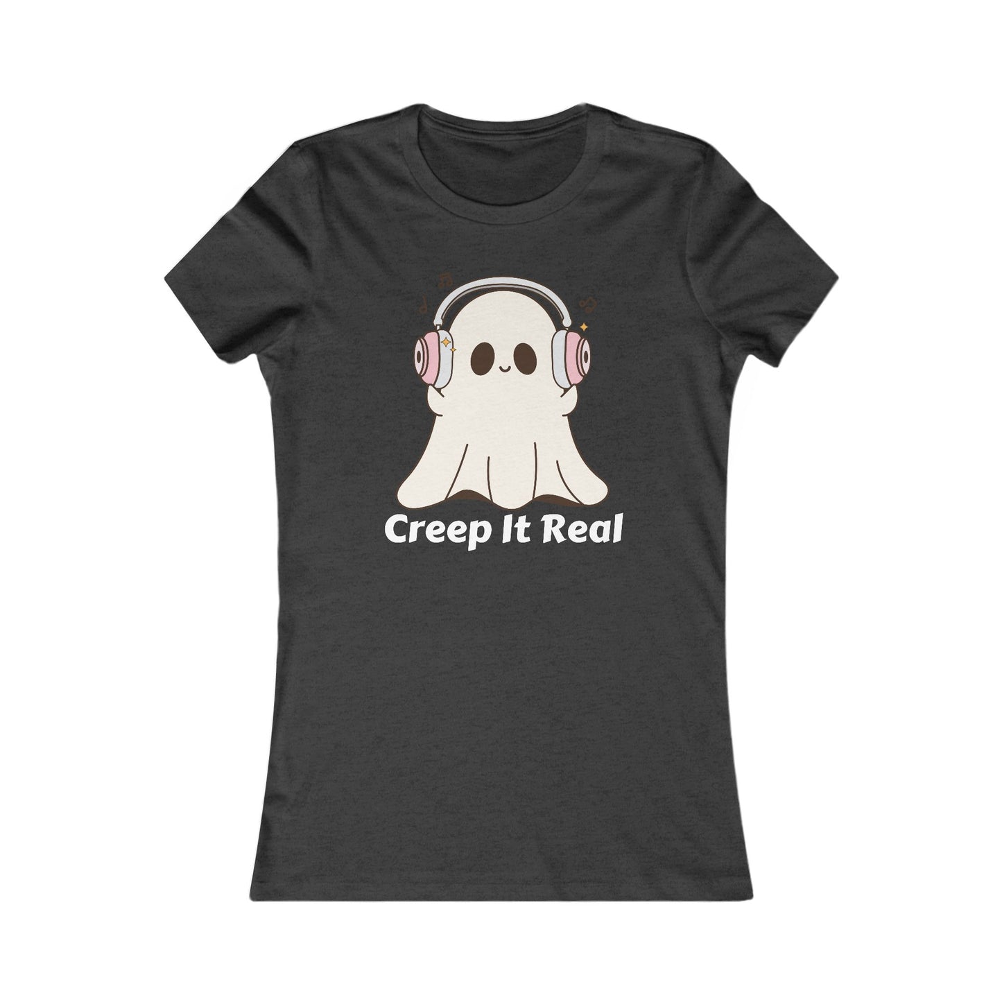 Creep It Real (WF) - Fun Ghost Halloween Tee - Ghost with Headphones