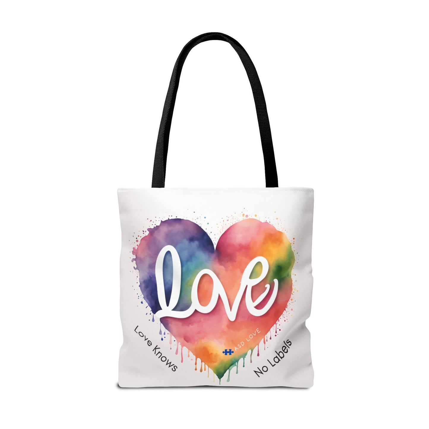 Love Knows No Labels Heart Drip Tote Bag - Show Your Pride & Inclusivity