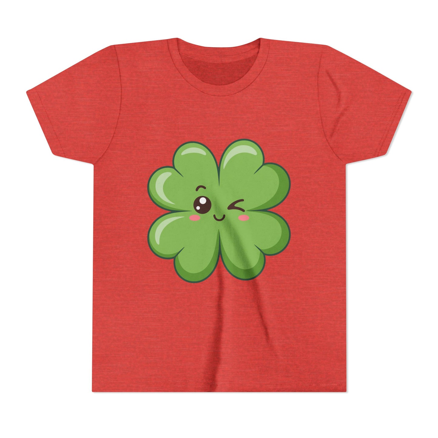 Kawaii Lucky Four-Leaf Clover Youth Tee | Cute St. Patrick's Day Shirt