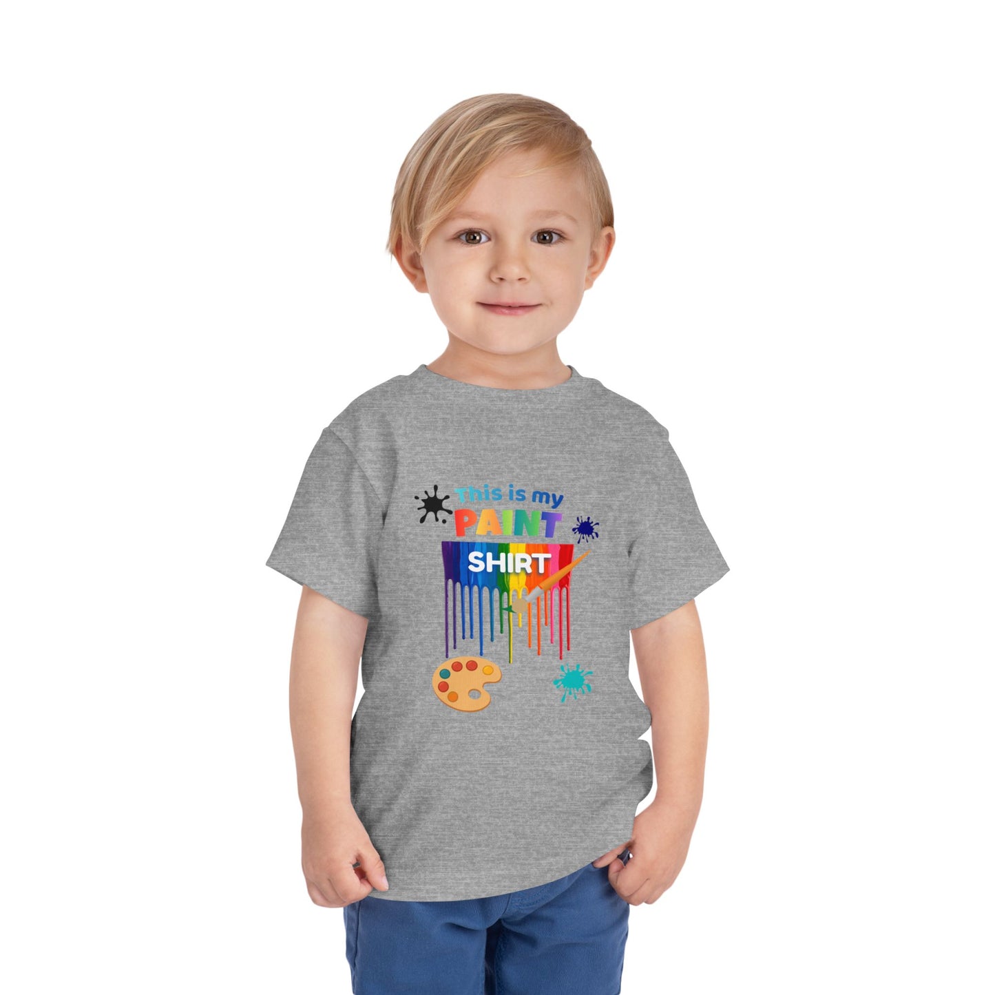 This Is My Paint Shirt Toddler Tee | Colorful Paint Palette Drips, Art Splash Design